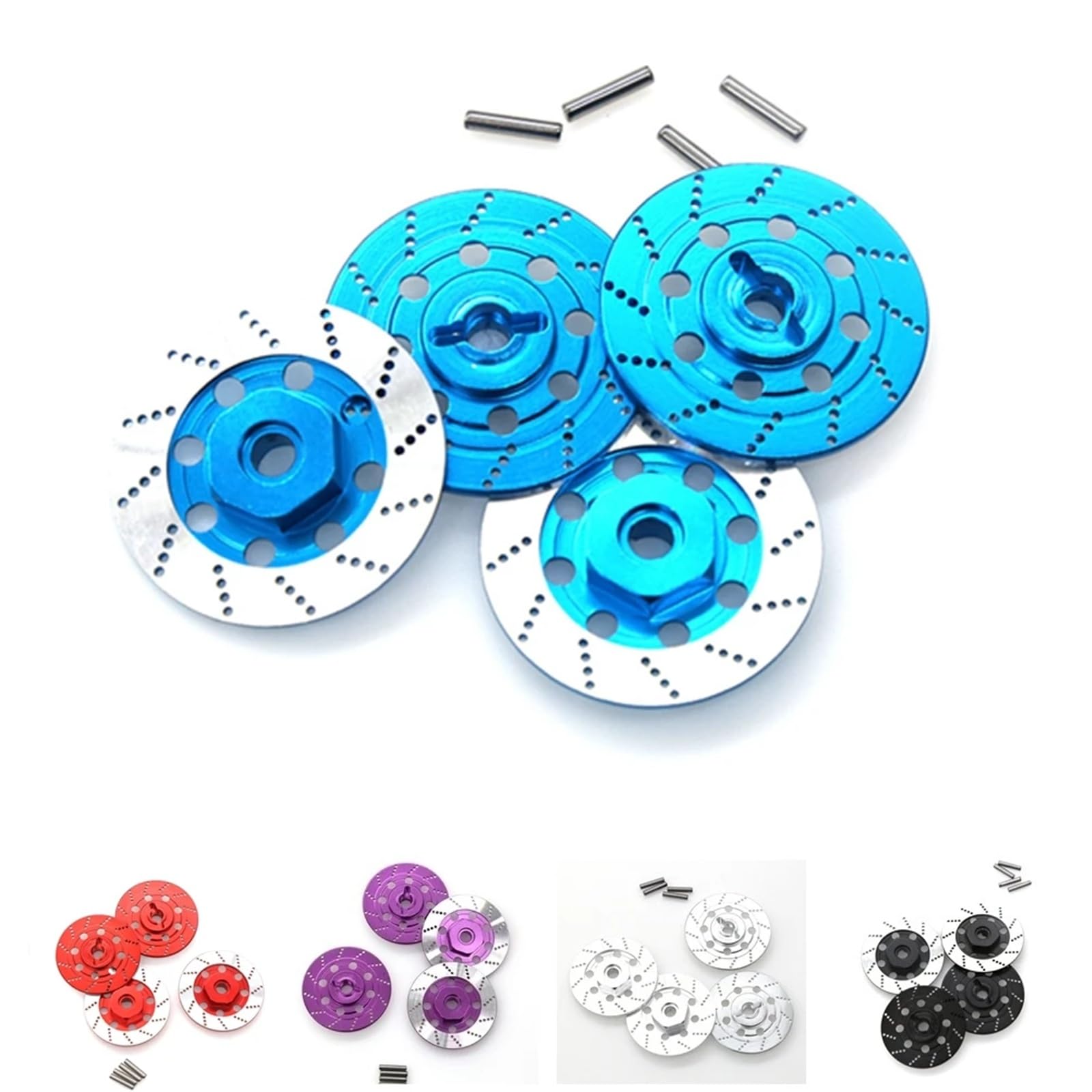 Adaptateur de moyeu Hexagonal de Roue en métal 12 mm avec Disque de Frein for Tamiya TT01 TT02 HSP 94123 for Voiture télécommandée Sakura D4 1/10(Blau)