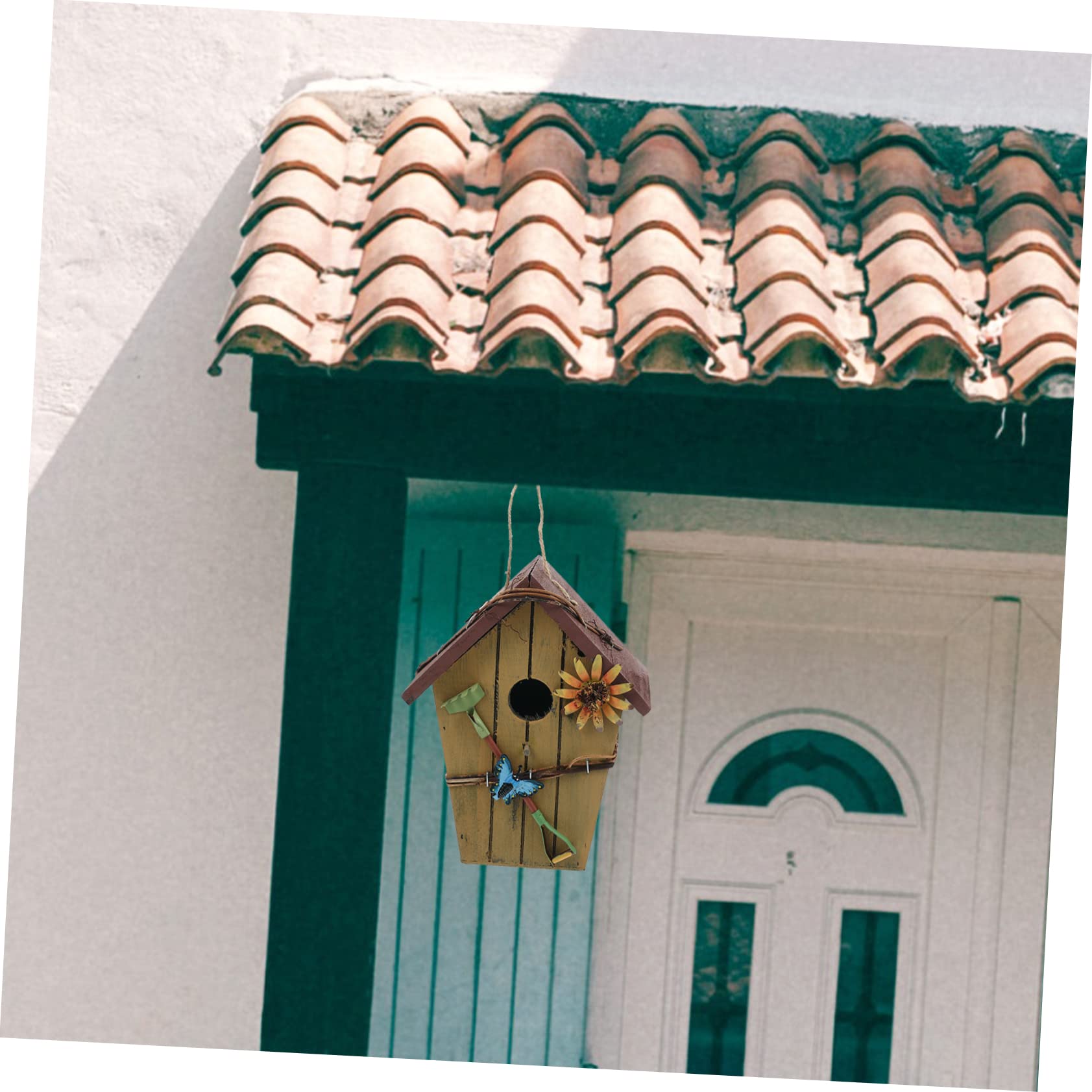 WOONEKY Casetta Uccellini in Legno Sospesa 2 Pezzi per Pappagalli | Forma Casa, per Esterno e Giardino, Accessorio Decorativo, Adatta a Piccoli Uccelli