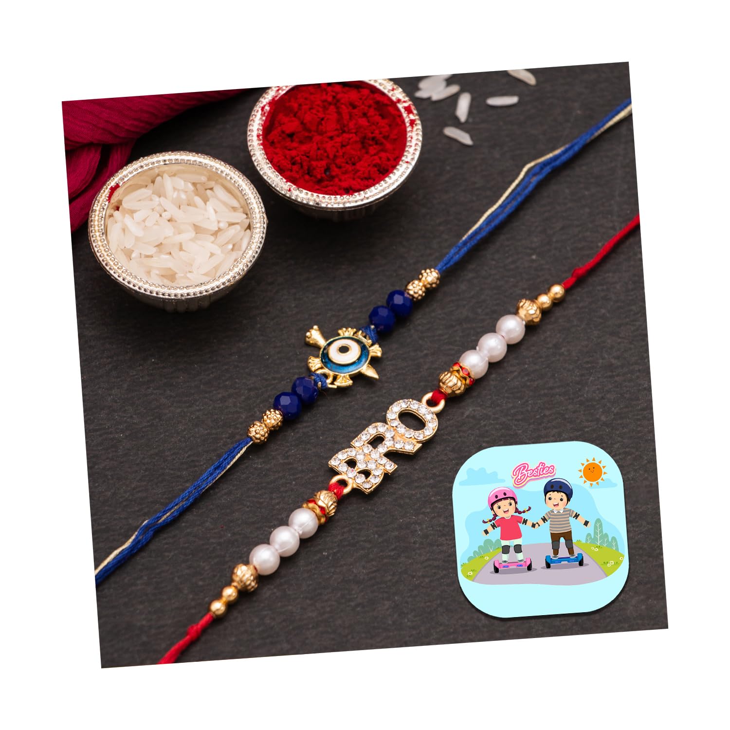 CraftVatika Evil Eye Rakhi for Brother Rakhi Set of 2 for Bhaiya Bhai BRO Rakhi for Bhai Rakshabandhan Bracelet Rakhi Set for Men Boys, Fridge Magnet for Door Decor (B0C865HTSQ) Amazon Price History, Amazon Price Tracker