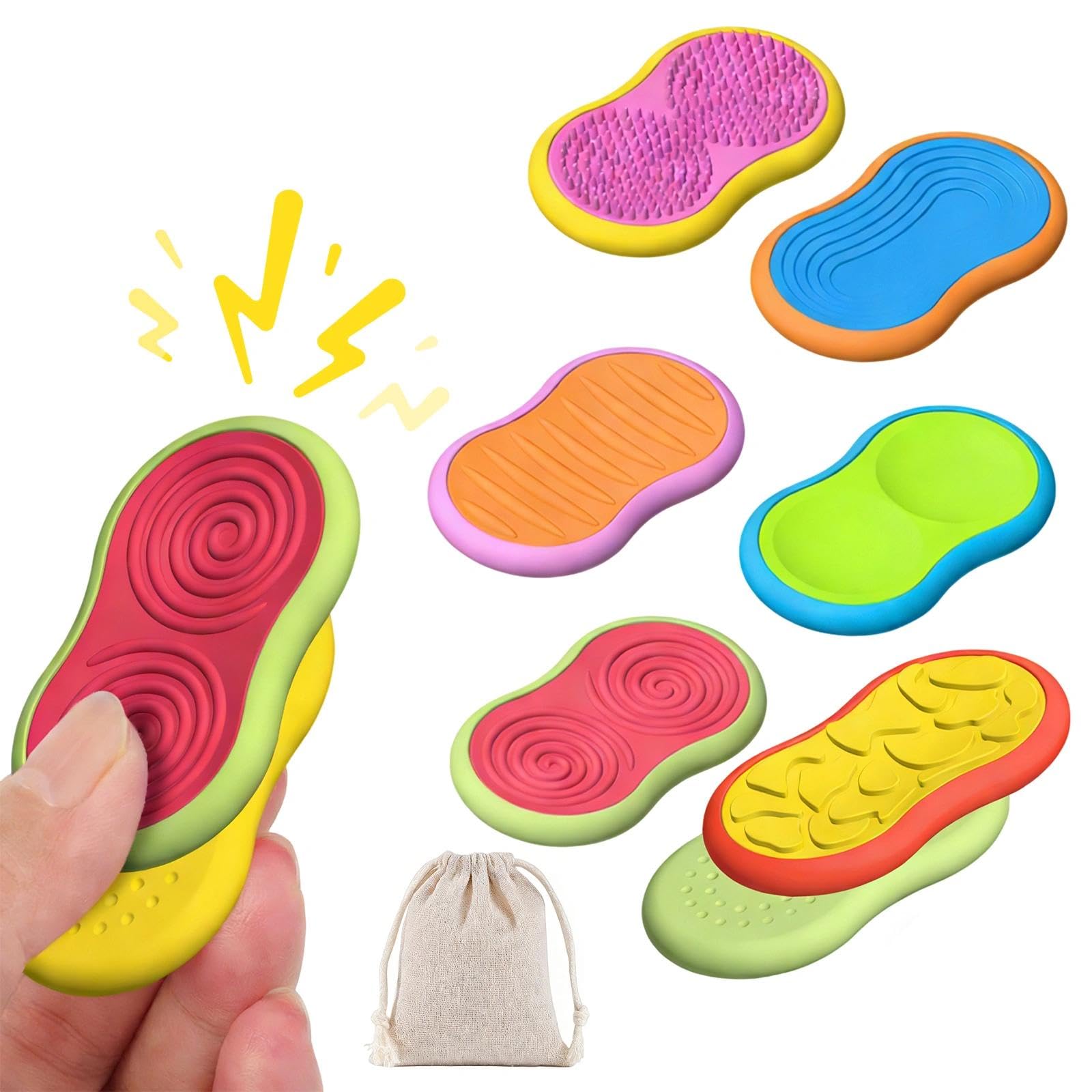 6 Pcs Magnetic Sensory Stones, Magnetic Fidget Sliders for Kids & Adults, Sensory Toys for Autism, Fidget Stress Toys for School Office Portable Travel Fidgets, Idea Gift for Girls Boys