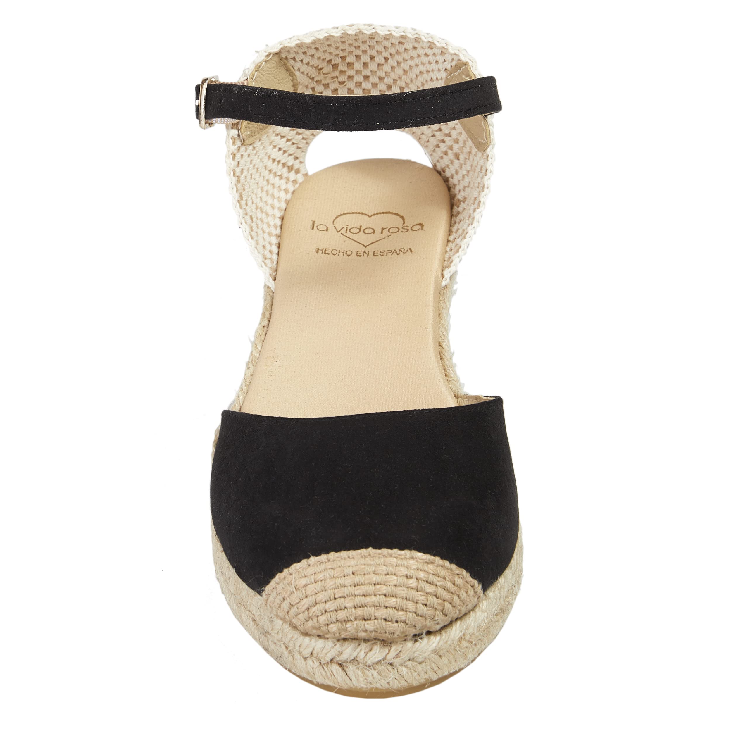 Alpargatas Cuña Cómoda Mujer Hechas en España - Sandalias Yute Natural | Plantilla Foam Acolchada, Cierre Hebilla y Tejido Técnico Transpirable - Zapatos Artesanales Cómodos para Verano y Caminar