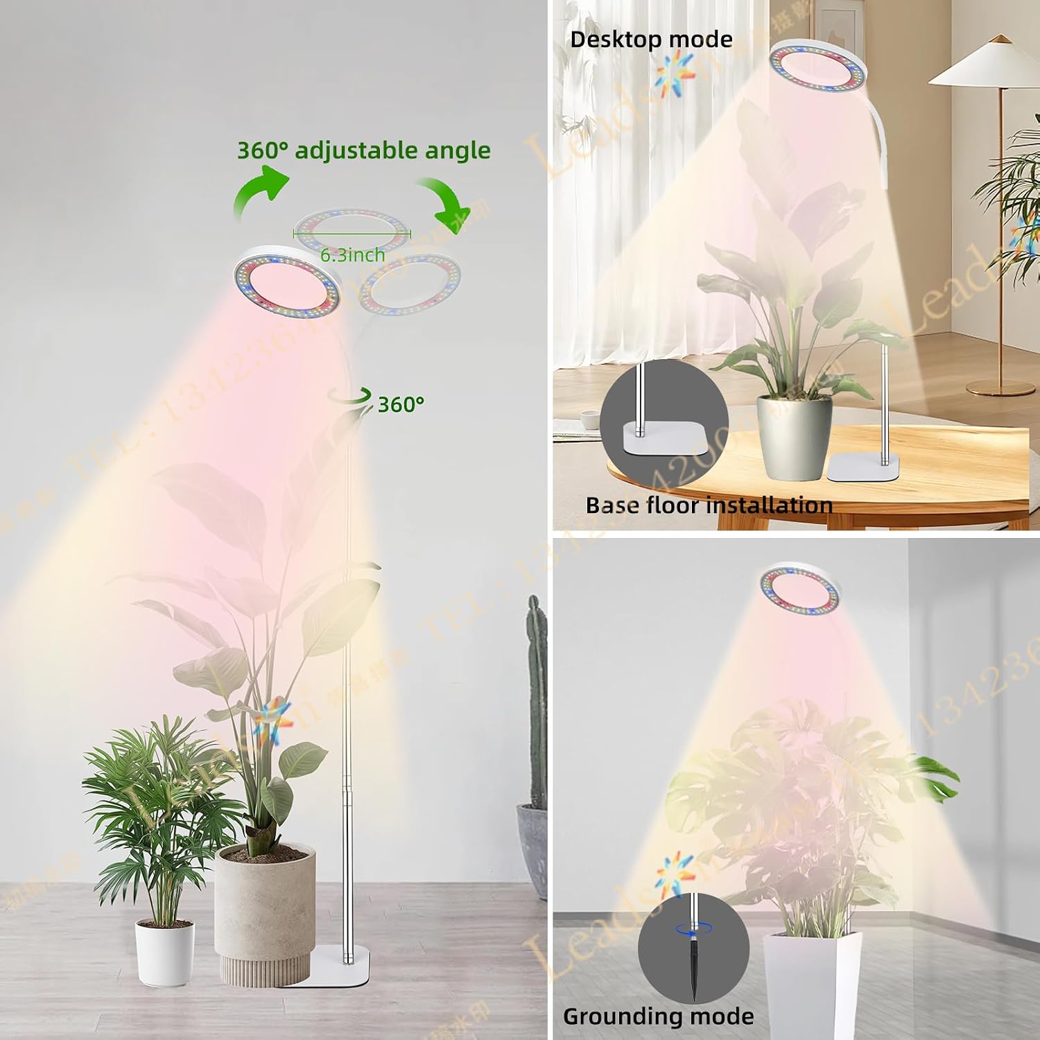 Full Spectrum LED Grow Light, 84 LEDs with 3 Color Modes, 67in Adjustable Gooseneck, 360° Rotating Head, Desktop Plant Light with Timer, 10 Brightness Levels, (Black)