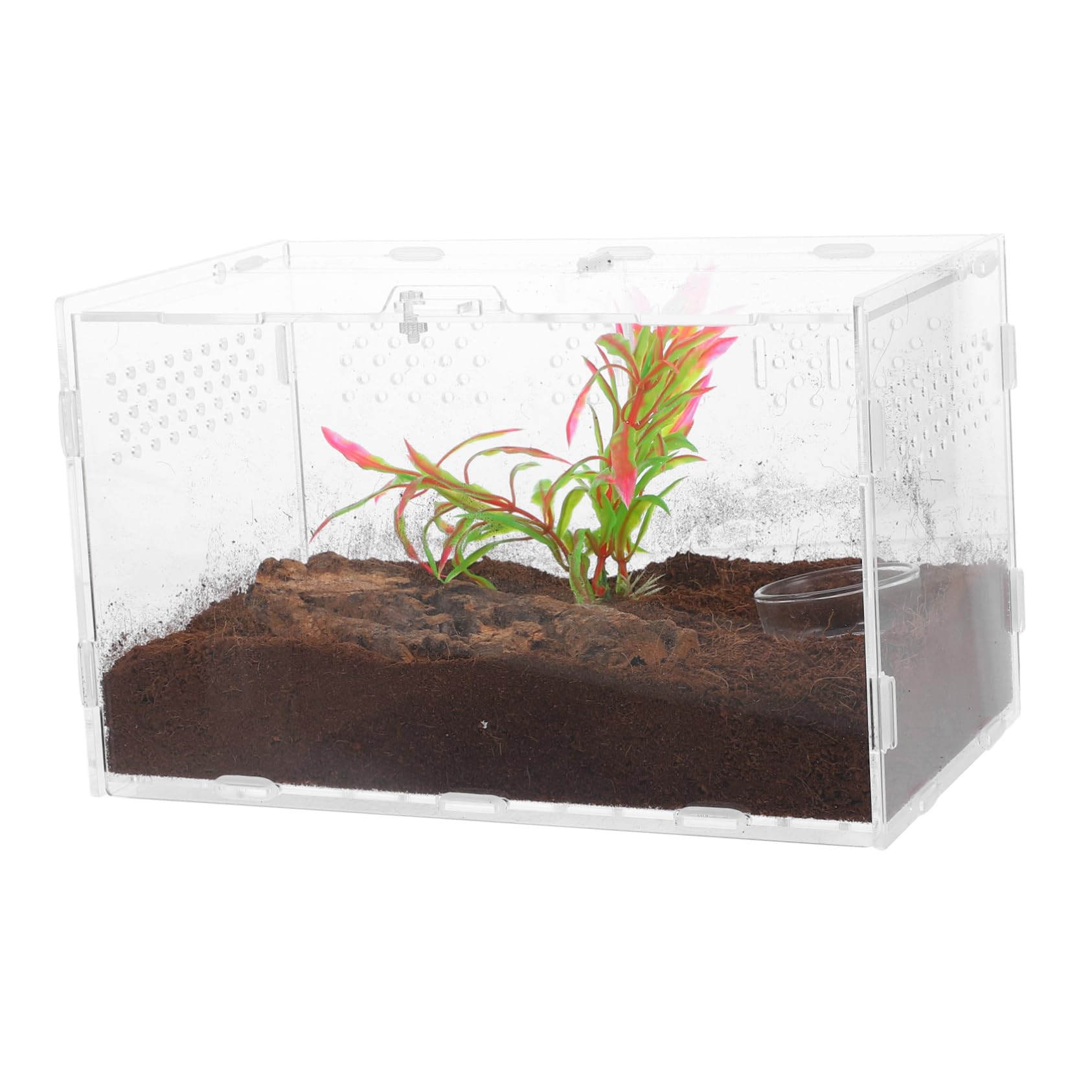 Happyyami Terrario Acrilico Trasparente per Rettili 25x15x15 Cm Ventilazione Stabile, Gabbia Habitat per Serpenti, Tarantole e Rane, Vasca Allevamento per Piccoli Animali Esotici