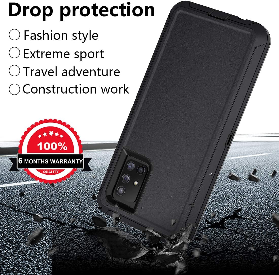 ONOLA Compatible with Samsung A71 5G Case with HD Screen Protector (2 Packs) (Not for A71 5G UW),Samsung Galaxy A71 5G Case Heavy Duty Drop Protection Full Body Cover(Black)