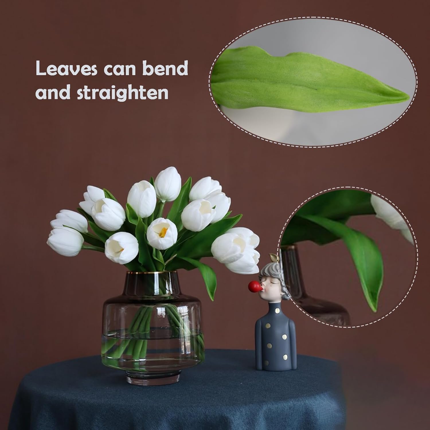 Buart White&Green Tulip Flowers Artificial Luxury Big Tulip Valentine's Day Mother's Day Easter Home Kitchen Wedding Decorations(11pcs) - Image 5