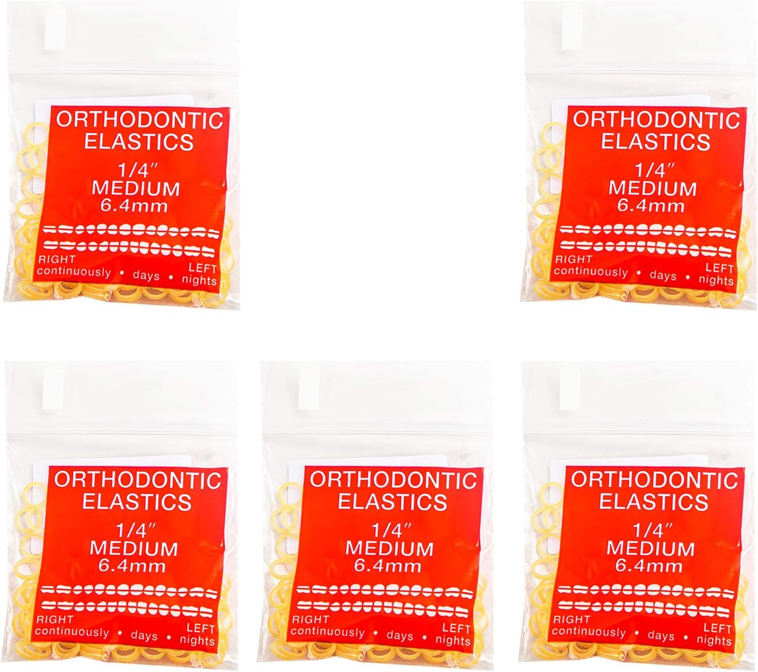 JMU Orthodontic Rubber Bands 1/4 Medium 4.5 oz, 500 Pack Dental Rubber Bands Intraoral Elastic Bands Latex, Made in USA