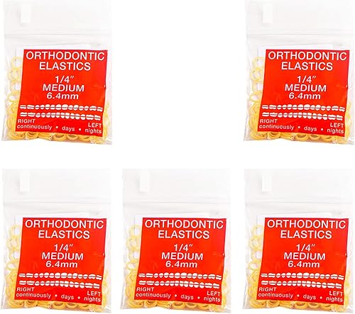 JMU Bandas elásticas de ortodoncia 14 medianas de 4.5 onzas, 0.252 in, 500 bandas de goma ortodónticas de látex, bandas de goma dentales