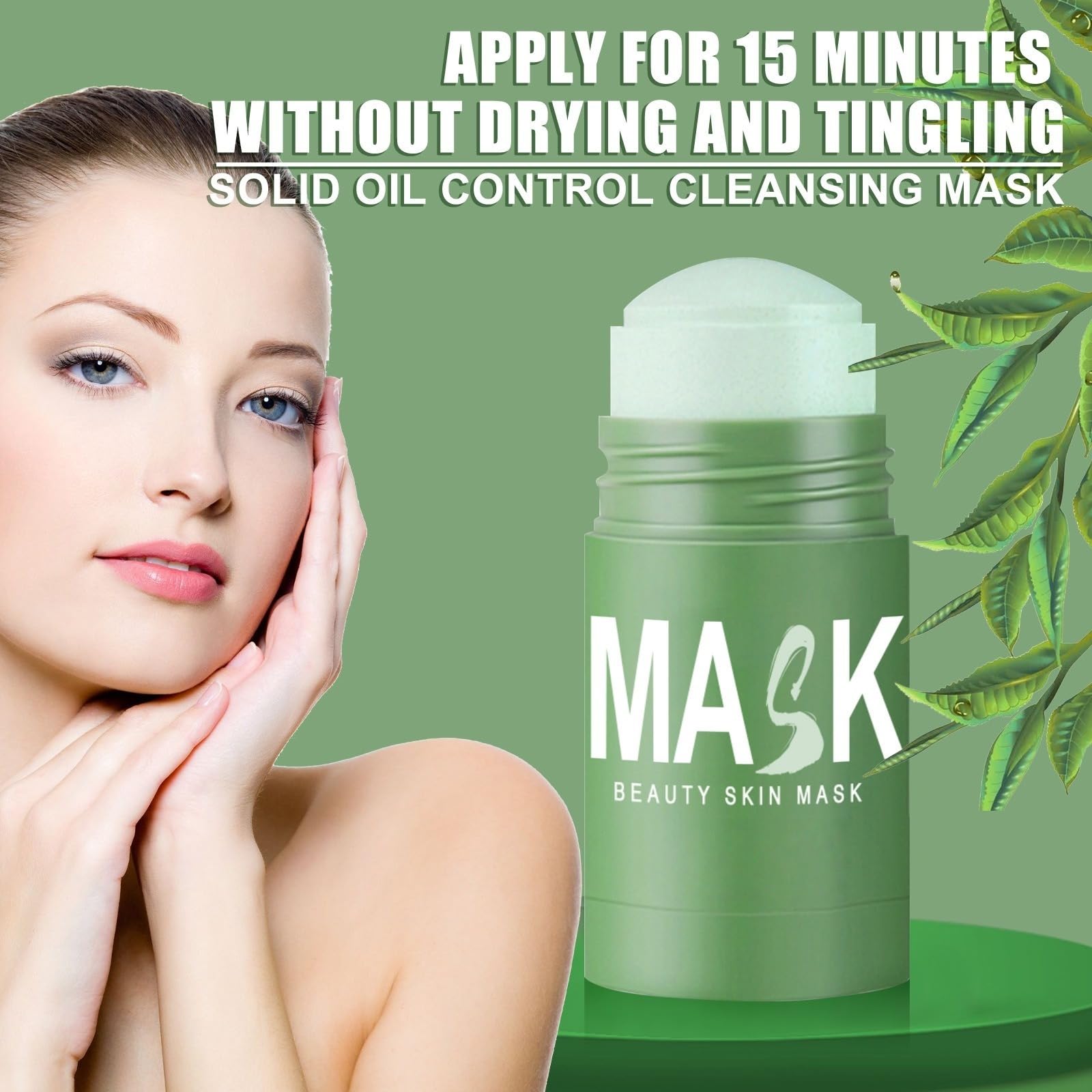 Maschera stick purificante al tè verde, verde del tè maschera,Maschera viso detergente profondo,Maschera stick per anti-punti neri,Controllo del sebo e idratazione,Cura purificante