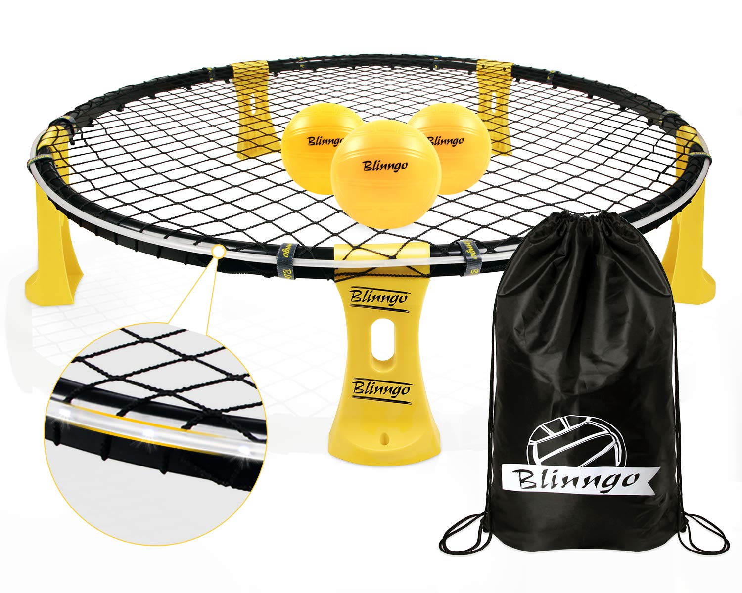 Roundnet Game Set with 3 Balls and Strip Light (ONLY for Pro Kit) - Roundnet Game for Outdoor Indoor Lawn Beach Backyard and Park