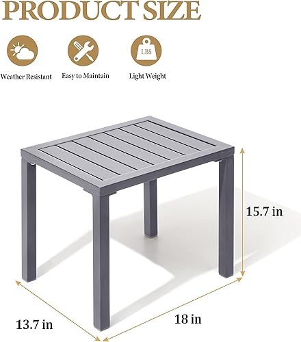 Miniatura 3 de Crestlive Products Mesa auxiliar para exteriores, mesa auxiliar rectangular de aluminio, mesa de café para patio pequeña para interiores y