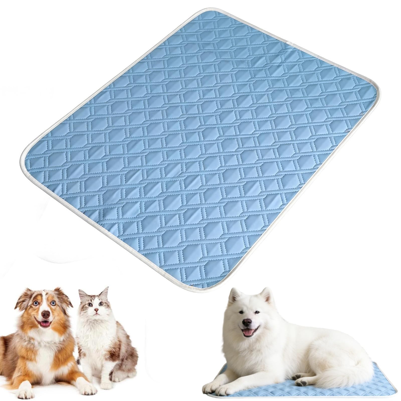 Ice Silk Pet Cooling Mat Washable No Gel Dog Cooling Pad for Small Medium Large Dogs Cats, Arctic Cooling Mat Foldable Travel Dog Bed with 5 Sizes S/M/L/XL/XXL