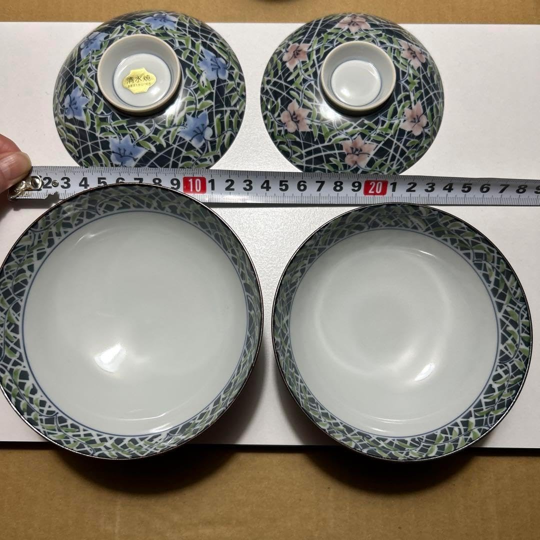 清水焼き　手書き　桔梗　ききょう　睦　夫婦茶碗　湯呑み　セット 清水焼き 手書き 桔梗 ききょう 睦 夫婦茶碗 湯呑み セット