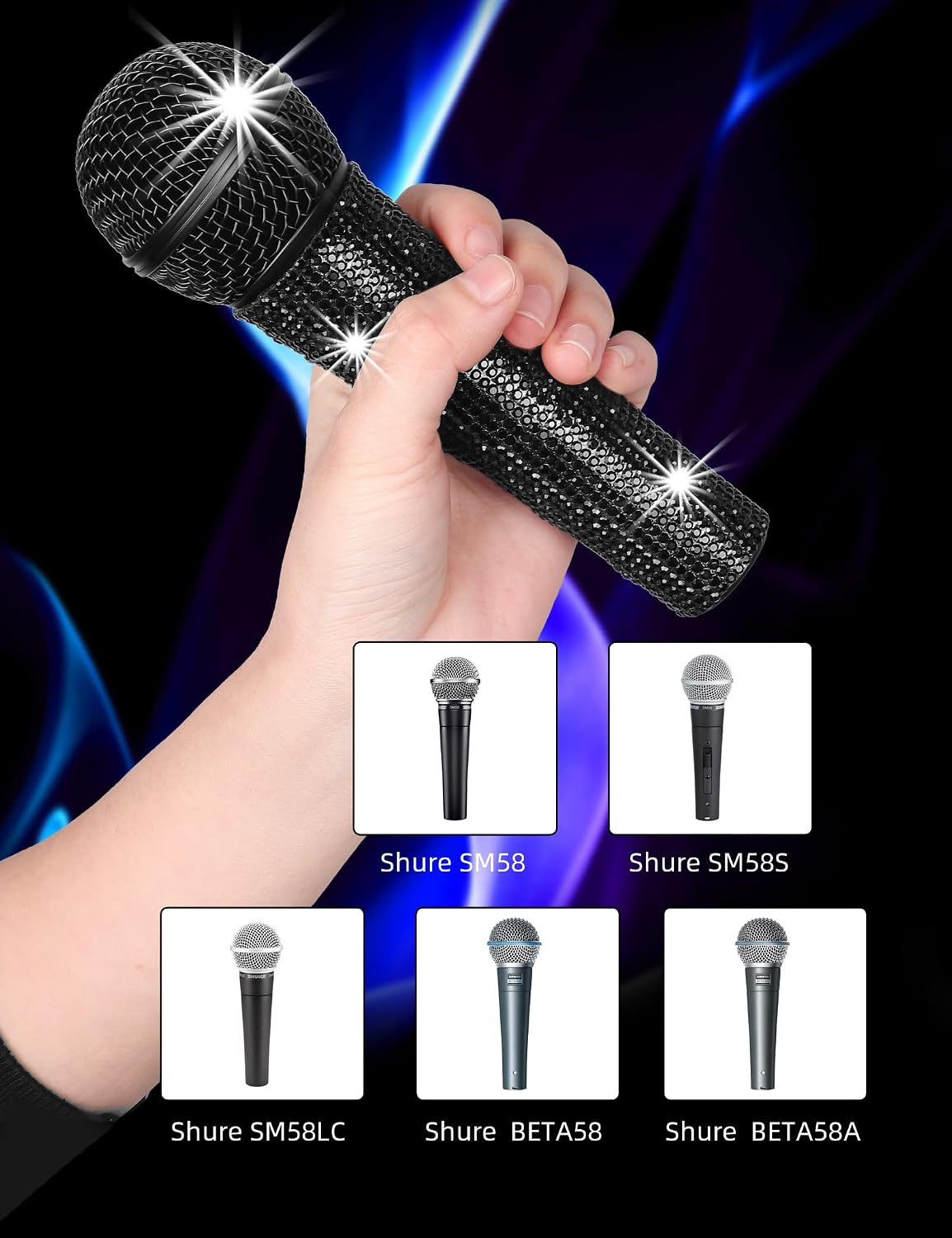 Mic Grill Ball with Inner Foam + Sparkly Crystal Mic Decor Cover Replace image 5
