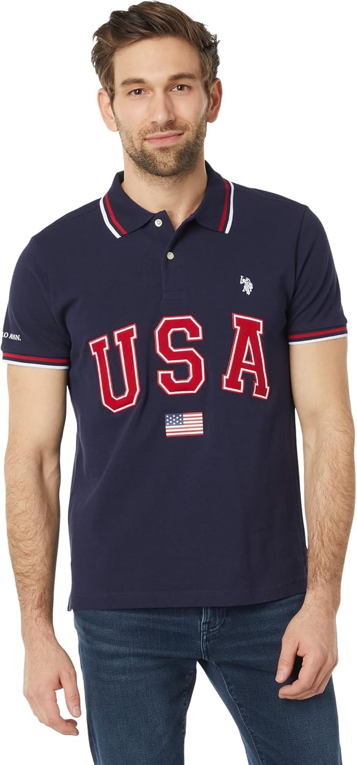 Polo Slim Fit USA Applique Flag Print Botswana Ubuy
