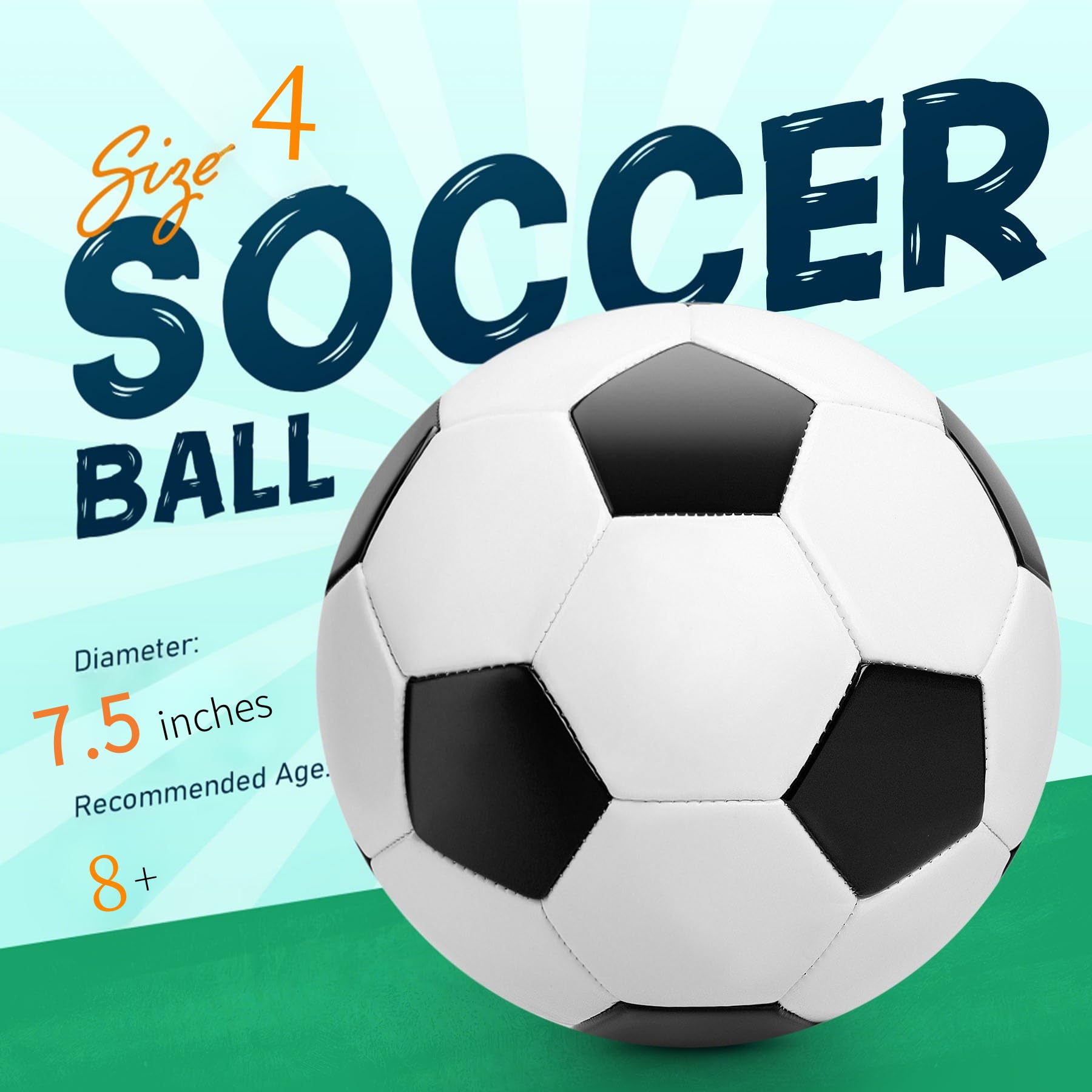 INPODAK Größe 4 Fußball,Schwarz-Weißer Fußball mit Handpumpe,Fußbälle für Kinder ab 8 Jahren,Fußbälle für das Jugendtraining, Outdoor-Bälle für den Garten, Rasen und Spielplatz