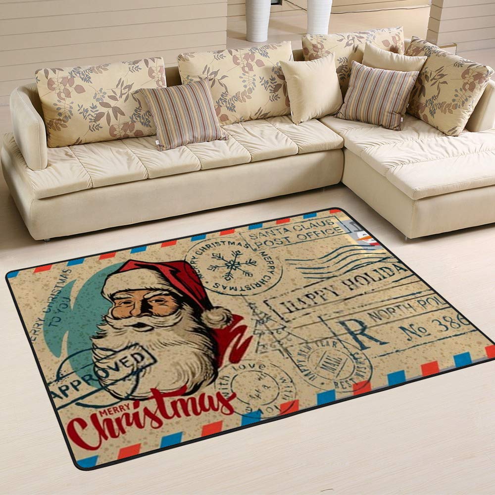 Tapis de Noël vintage 72x48 inch pour habiller un sol froid et vide en hiver