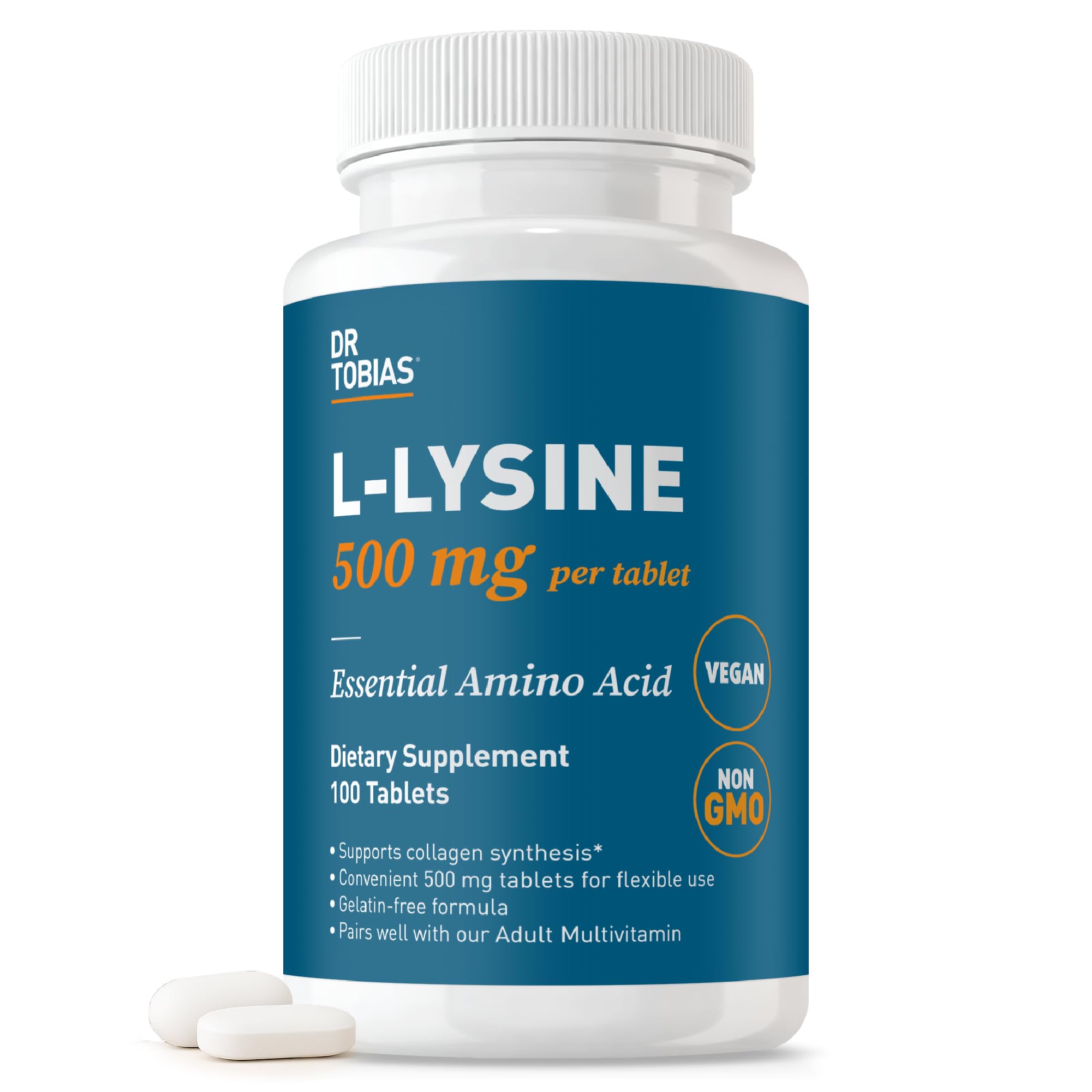 Dr. Tobias L-Lysine 500 mg 100 Tablets | Daily Wellness Lysine Supplement