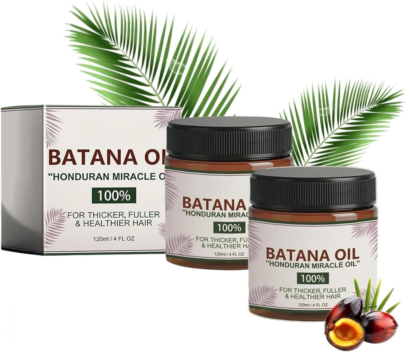 2PCS Batana Oil for Hair Growth, 100% Pure, Azure's Hydrating Oil for Thicker, Stronger Hair and Scalp Health