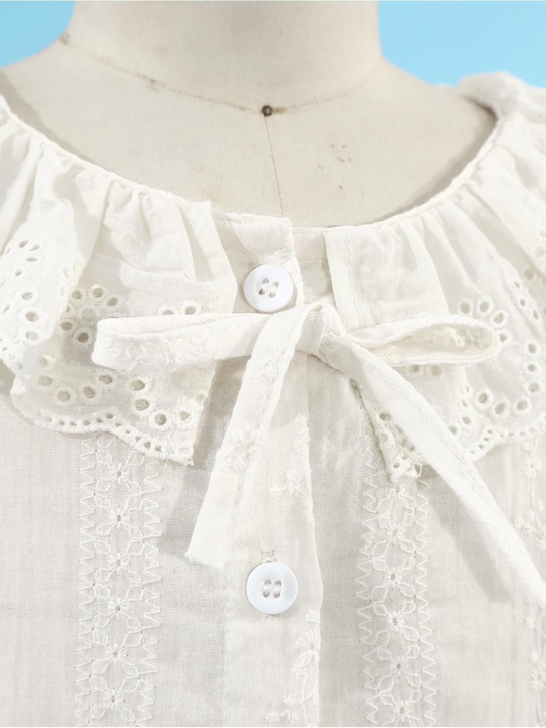 Sywiyi Girls Casual Ruffle Long Sleeve Blouse Kids Button Down Uniform Lace Dress Shirts