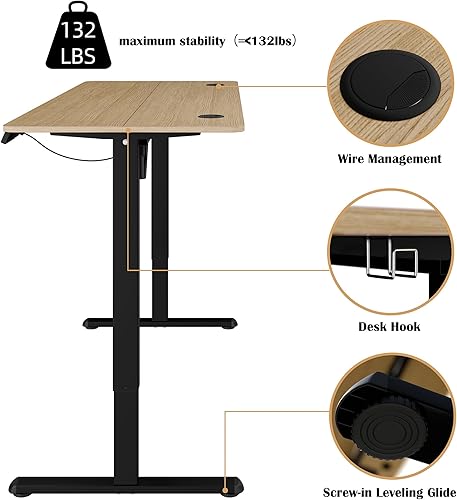 Miniatura 9 de Meilocar- Escritorio eléctrico de pie ajustable en altura, escritorio para computadora con controlador de memoria, estación de trabajo de oficina en