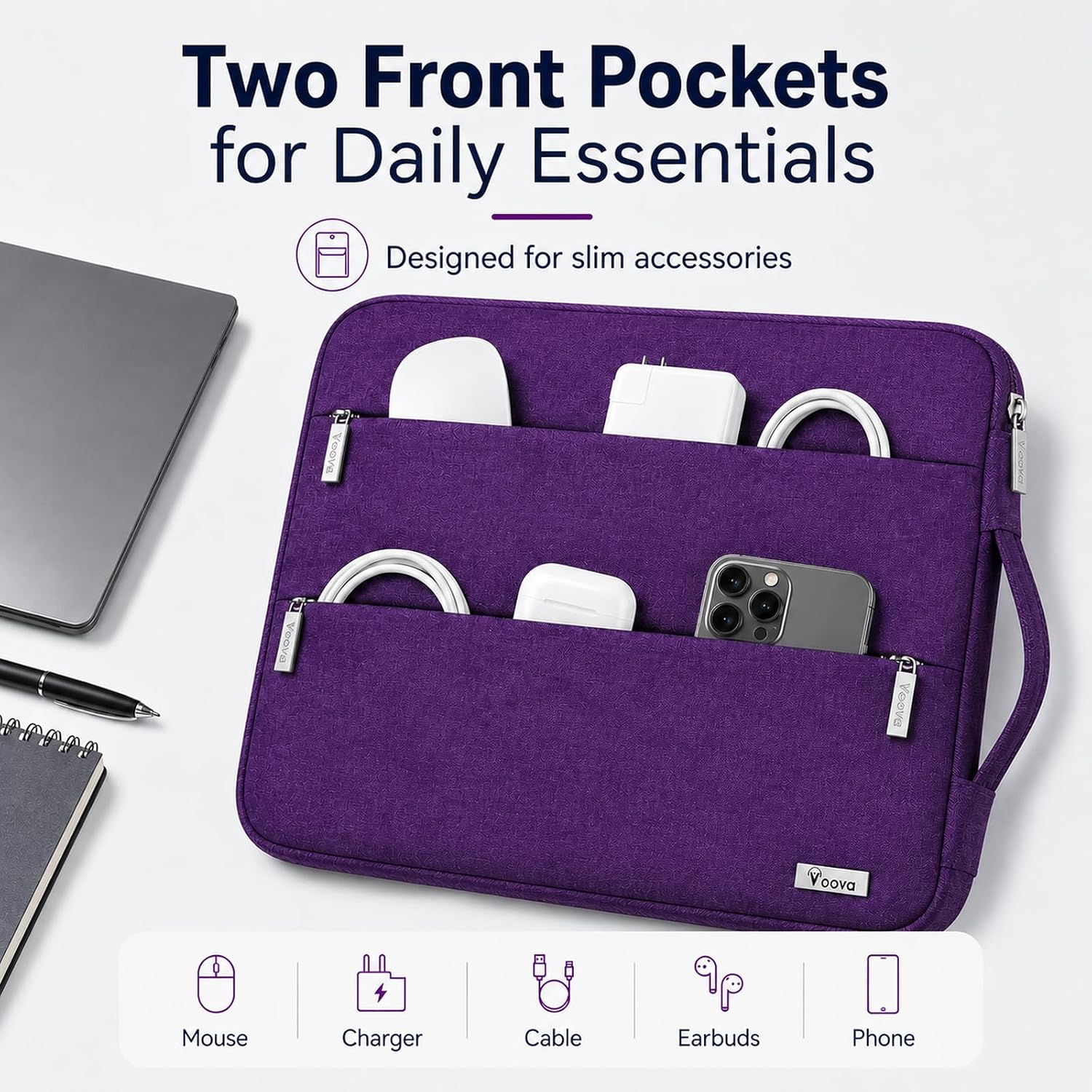 Voova 13.3-13 Inch Laptop Sleeve, Laptop Case, MacBook Case, Purple image 4