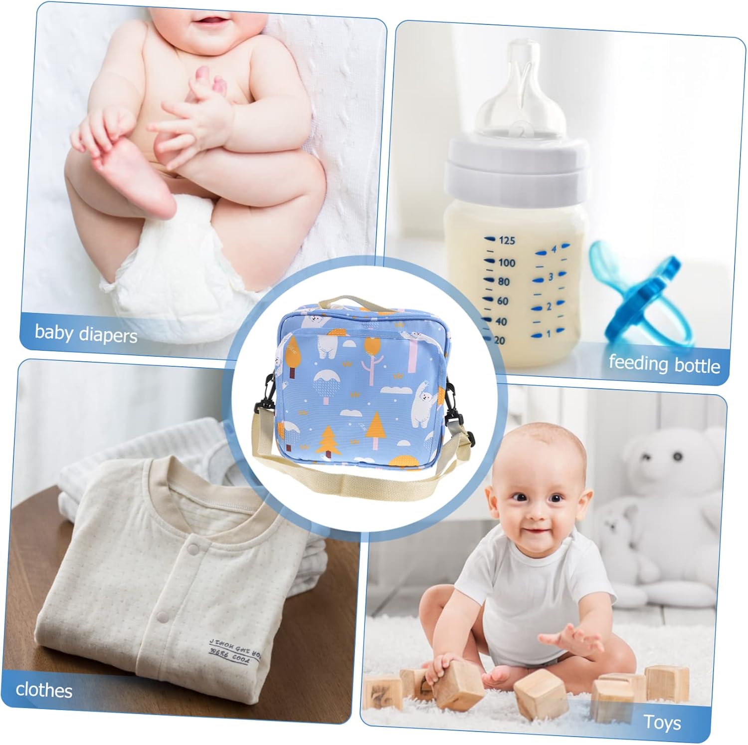Large Portable Diaper Storage Bag for Moms Multi-Functional Messenger Tote Adjustable Strap Waterproof Baby Diaper Organizer for Travel and Strollers