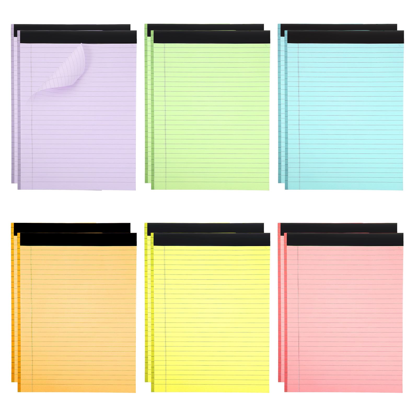 MAQUITA 12 Pcs Colored Legal Pads Letter Size 40 Sheets Per Notepads Micro Perforated Notebook Writing Pad for