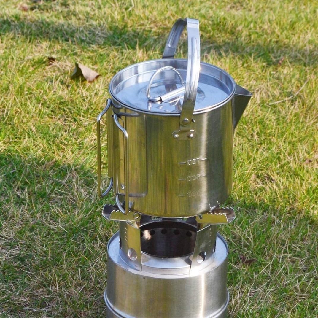 Camping Kochgeschirr Outdoor Camping Geschirr Edelstahl Hängen Topf Camping Tasse Camping Kochgeschirr Suppe Kaffee Topf Tragbare Wandern Trekking