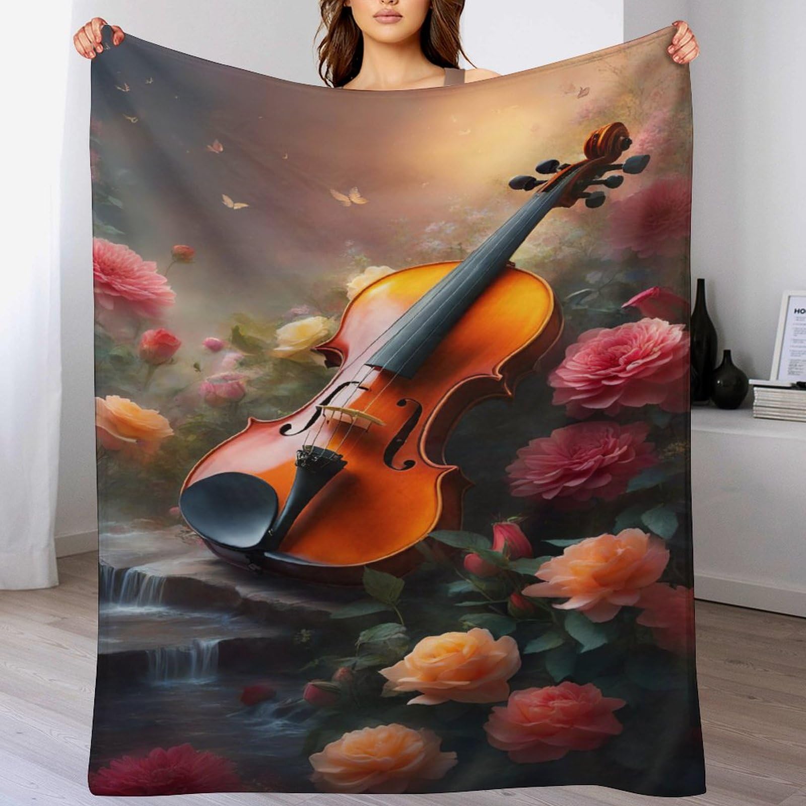 Couverture douce violon lavable contre le froid hivernal sur le lit 140x180