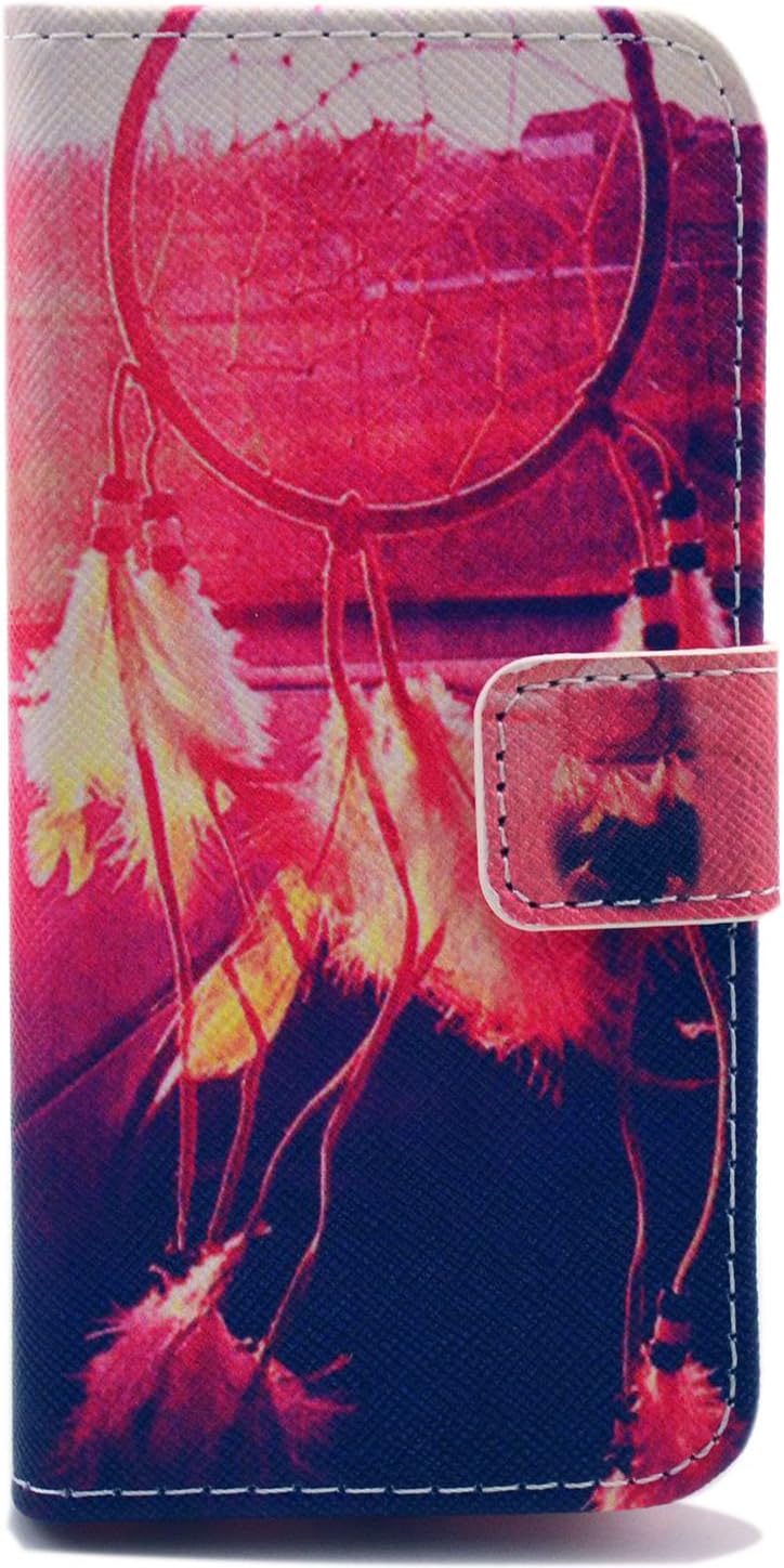 iPhone 5C Case, Speedtek Dreamcatcher Pattern Premium PU Leather Wallet Flip Protective Skin Case with Magnetic Closure for Apple iPhone 5C (2013) (Built-in Credit Card/ID Card Slot)