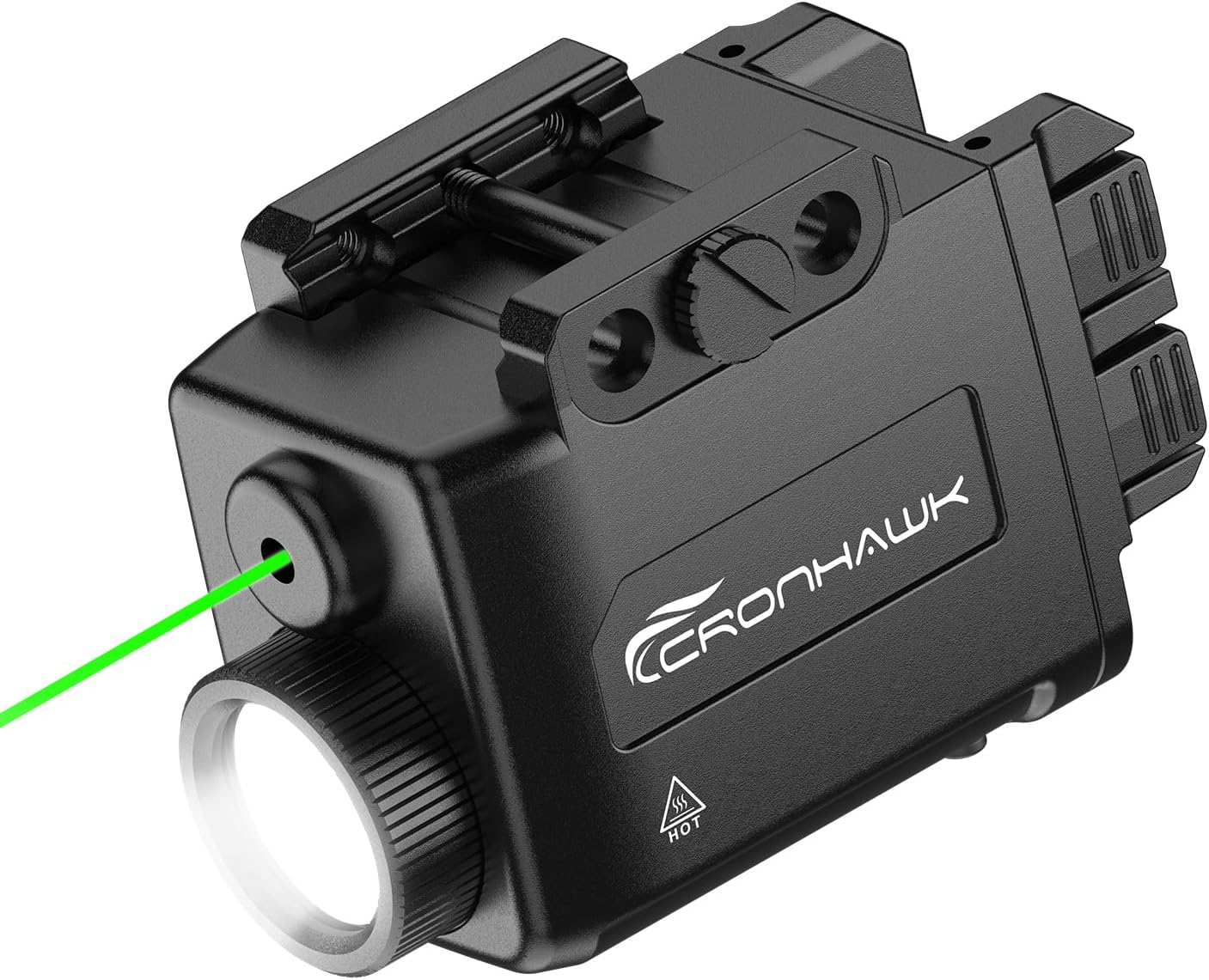 CRONHAWK Pistol Light Green Laser Combo Rechargeable, 700 Lumen Green Beam Flashlight for Picatinny 1913 Rail Mounted Light with Strobe, USB-C Charging