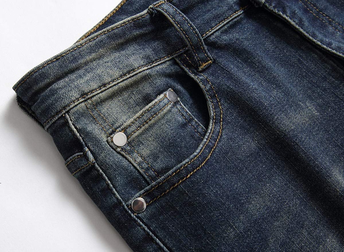 Chowsir Men Fashion Skinny Stretch Jeans Moto Biker Jeans Straight Denim Pants (36, 936)