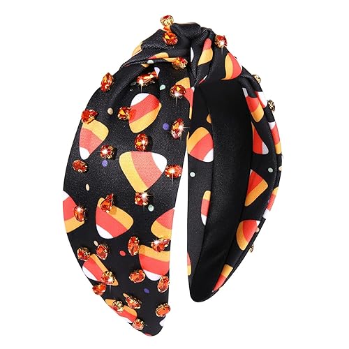 Miniatura 1 de PHALIN Diadema de Halloween para mujer, accesorios de Halloween con diamantes de imitación, caramelo, calabaza, fantasma, diadema anudada,