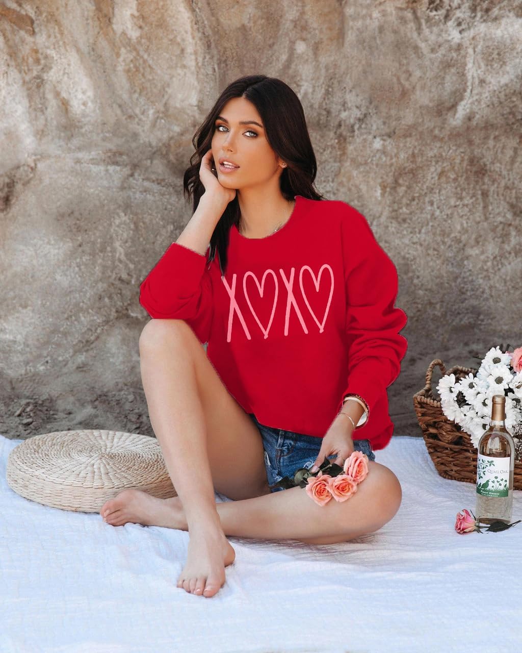 SFHFY Valentines Sweatshirt Women Cute Love Heart Sweater Valentine Pullover Shirt Casual Heart Long Sleeve Tops - Image 3