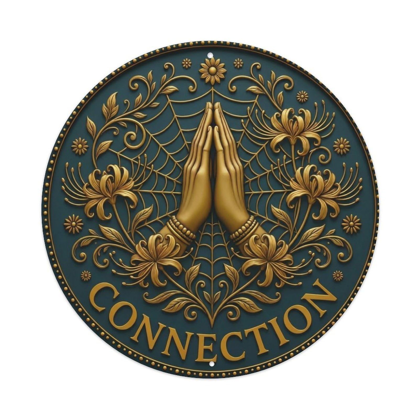 Fyrn Style Metal Tin Sign Vintage Namaste Praying Hands Connection Flower Zen Yoga