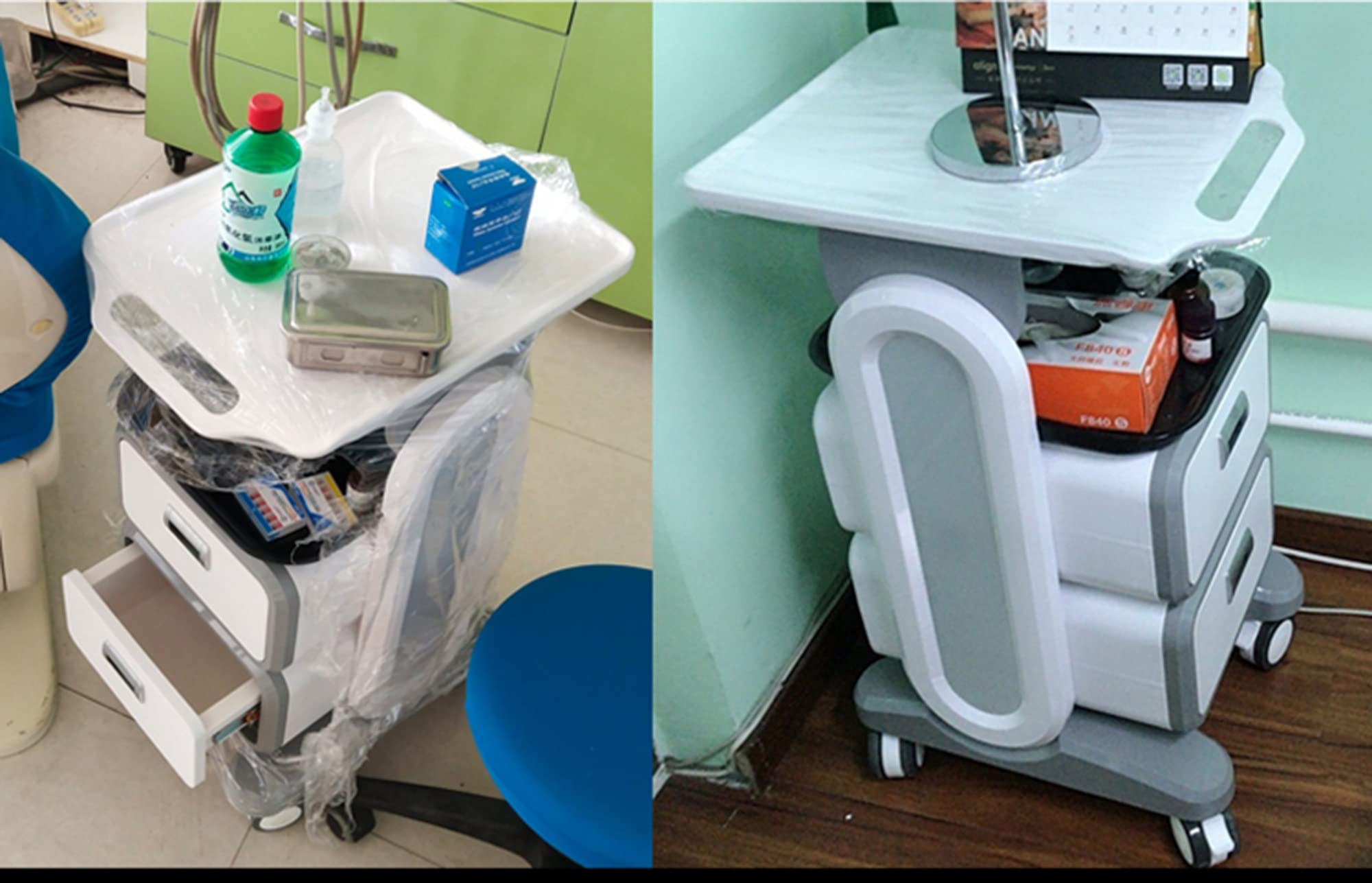 GUNEL Carrello Medico Mobile con cassetti, Ruote girevoli a 360° Carrello portaoggetti Medico per ambulatorio dentistico ospedaliero, Laboratorio di Bellezza (Size : 2 Drawers)