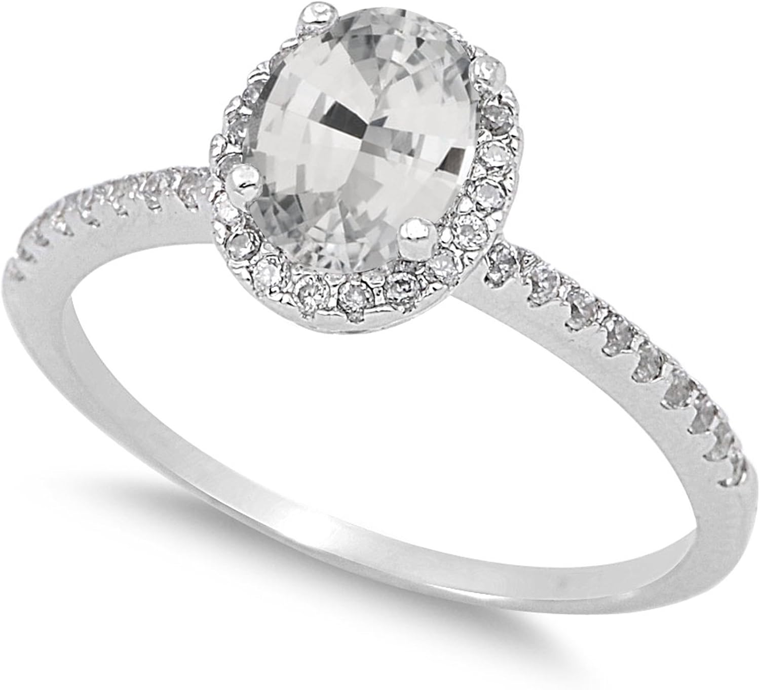 CHOOSE YOUR COLOR Sterling Silver Oval Halo Ring