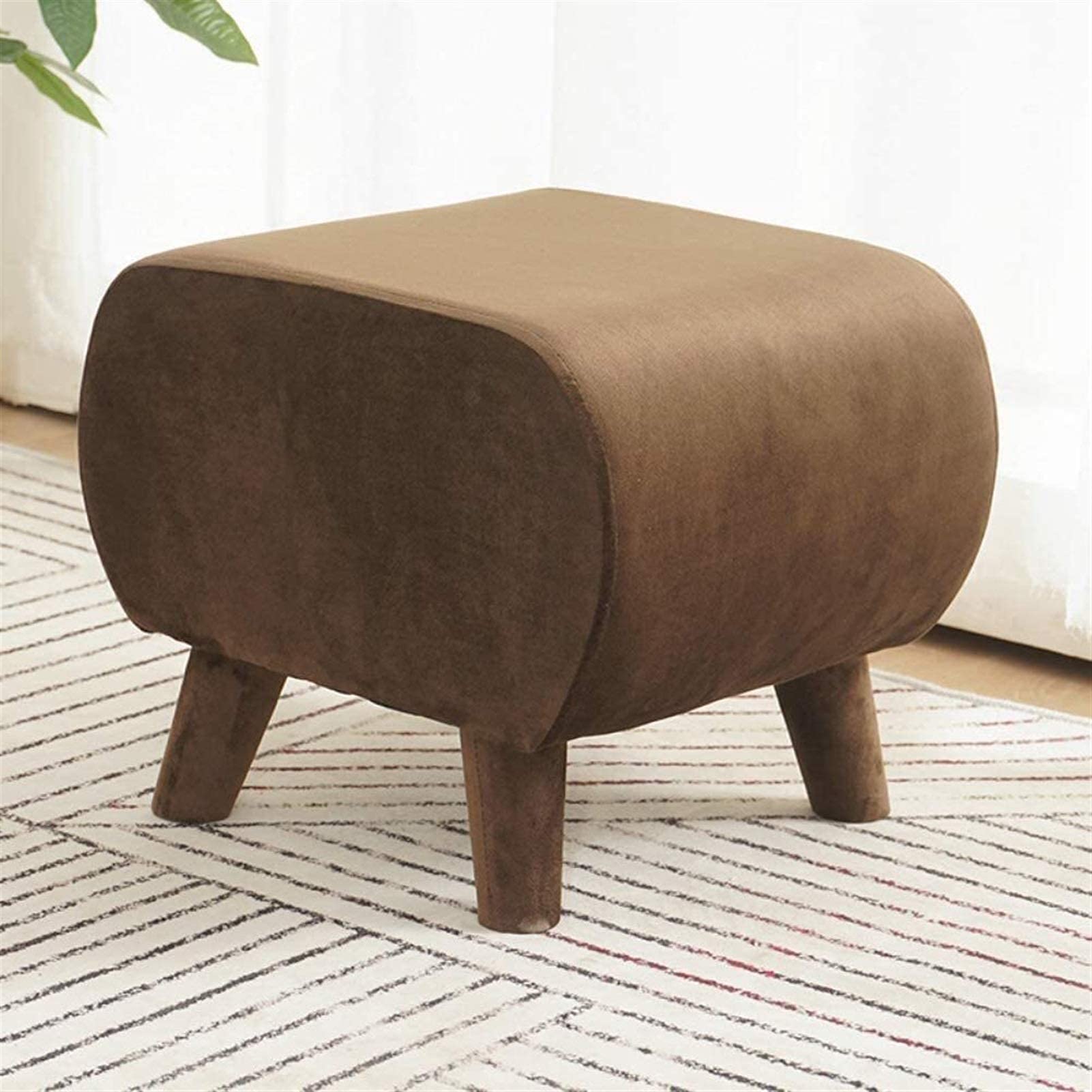Repose-pieds ottoman canapé nordique en tissu avec pieds bois