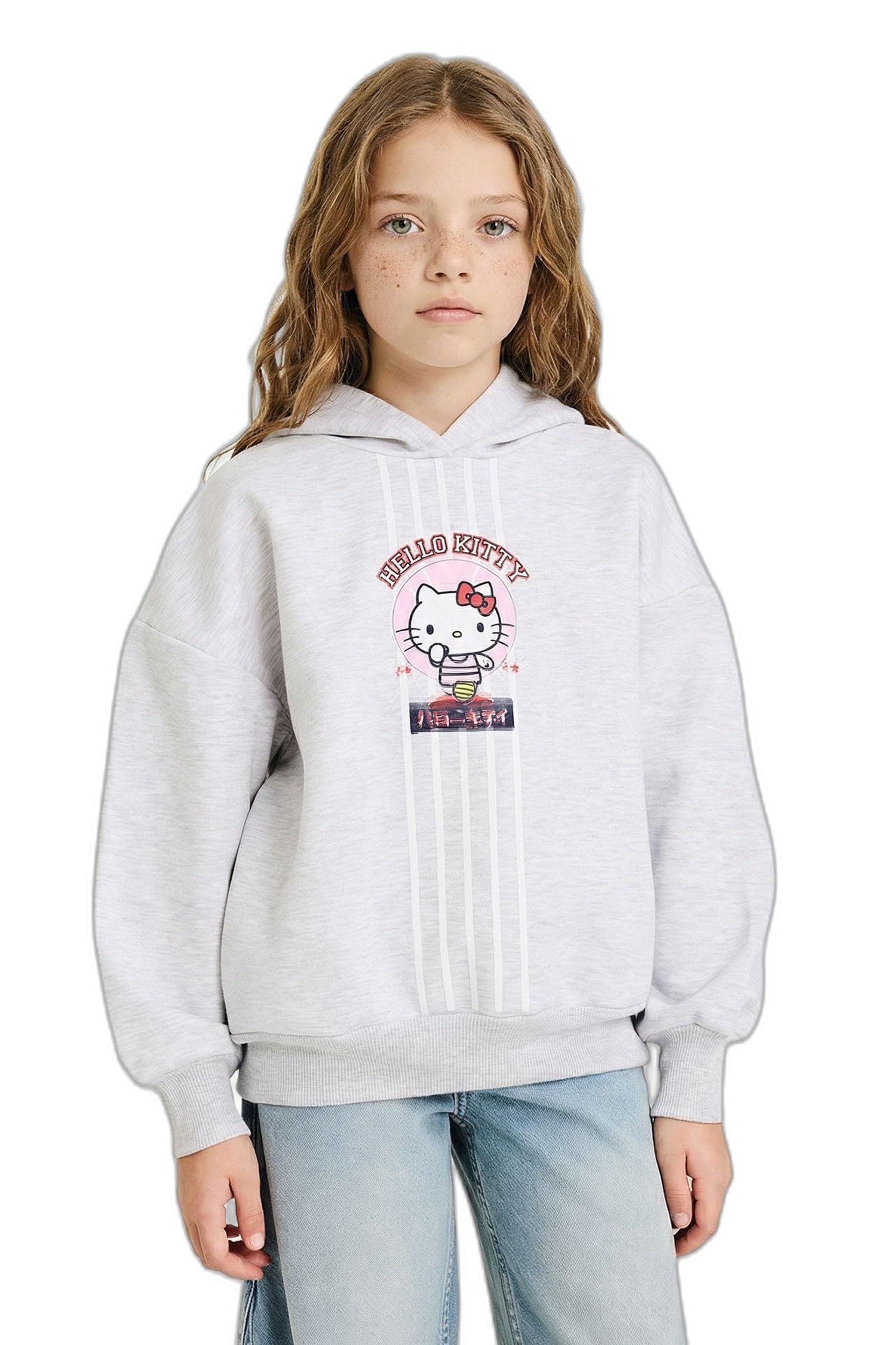 DeFacto Hello Kitty Oversize Geniş Kalıp Kapüşonlu Sırt Baskılı
