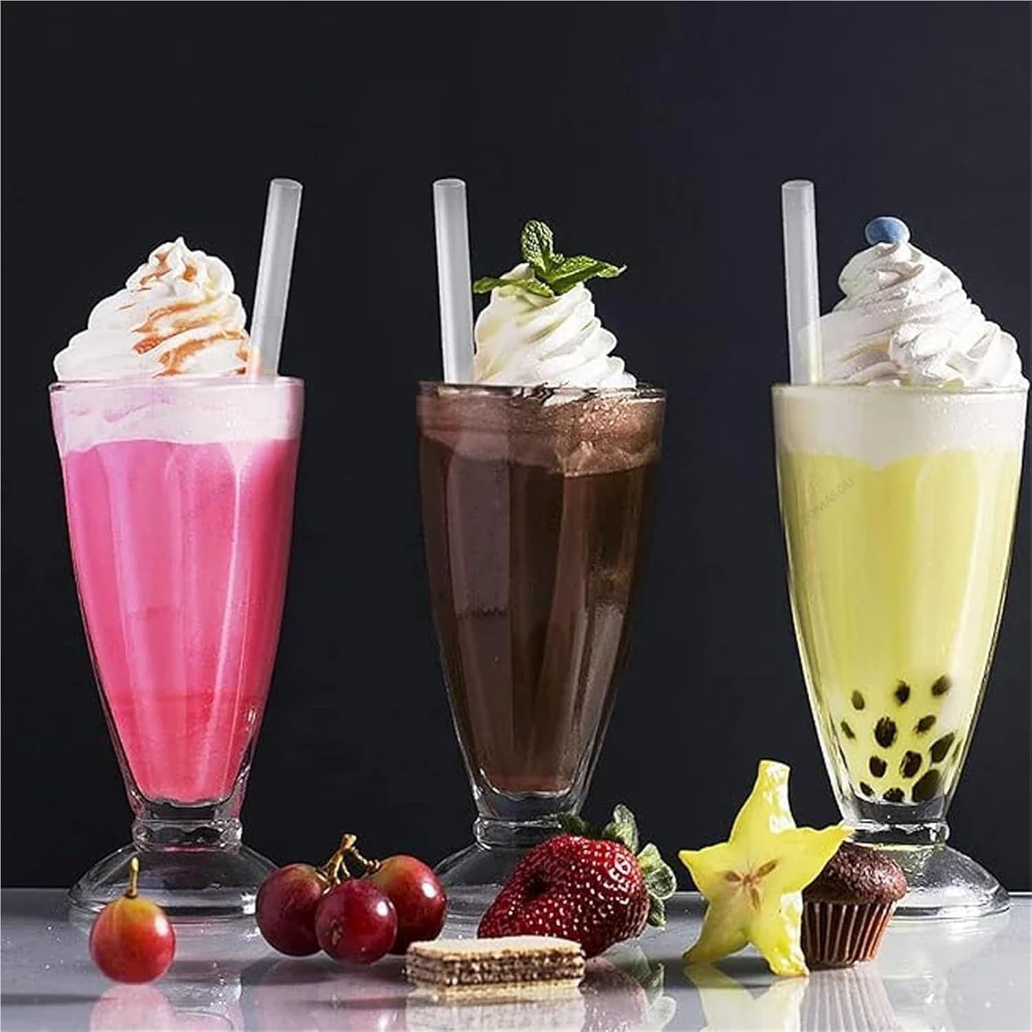 Plastic Straws 600-3600Pcs Large Color & Black Milk Tea Straws White Drinking Bubble Straw Party Wedding(3600Pcs (11mm) White)