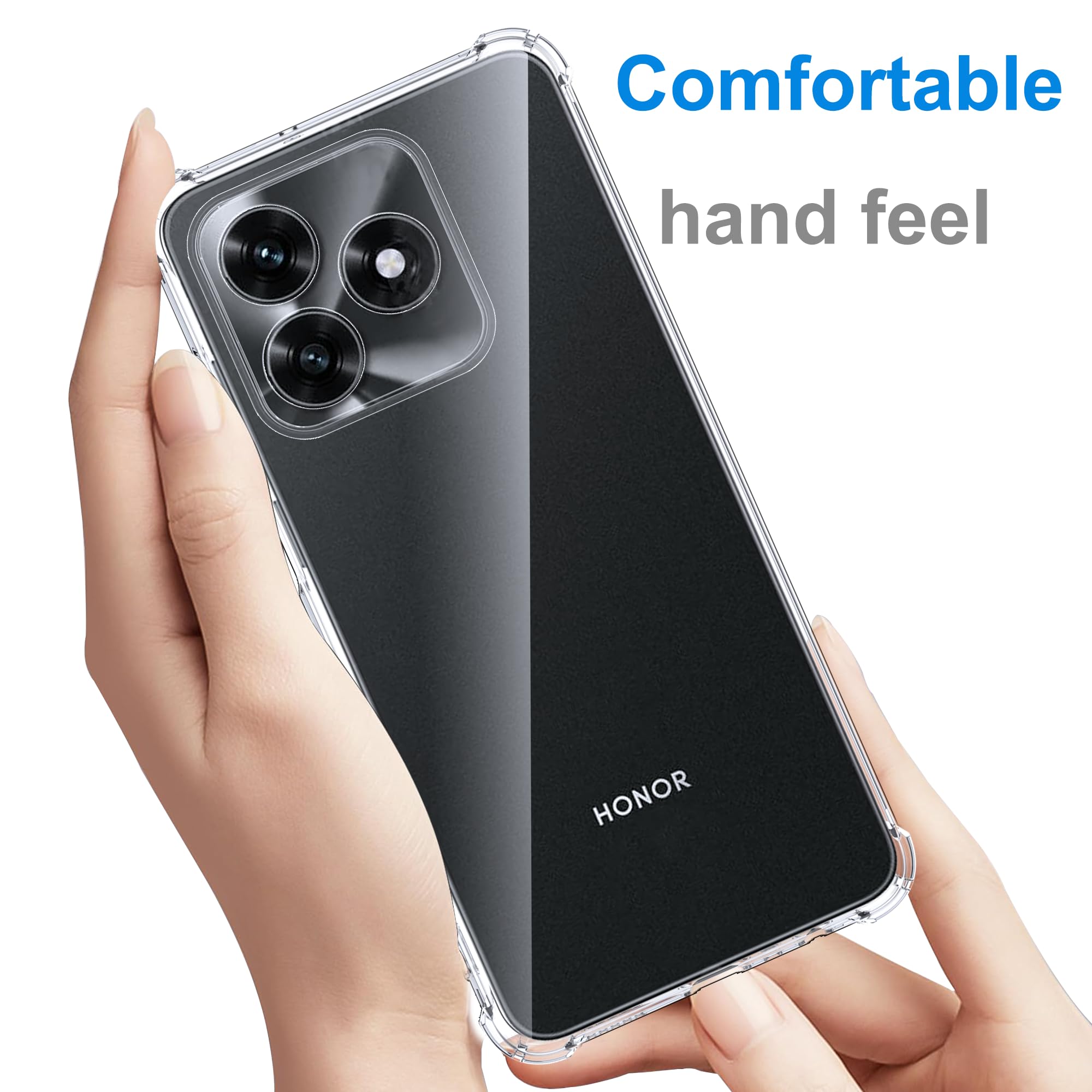 CAUHENYEE Trasparente Cover per Honor X5c Plus Custodia, con 2 Pezzi Schermo in Vetro Temperato, Cover Sottile e Morbida in TPU Trasparente