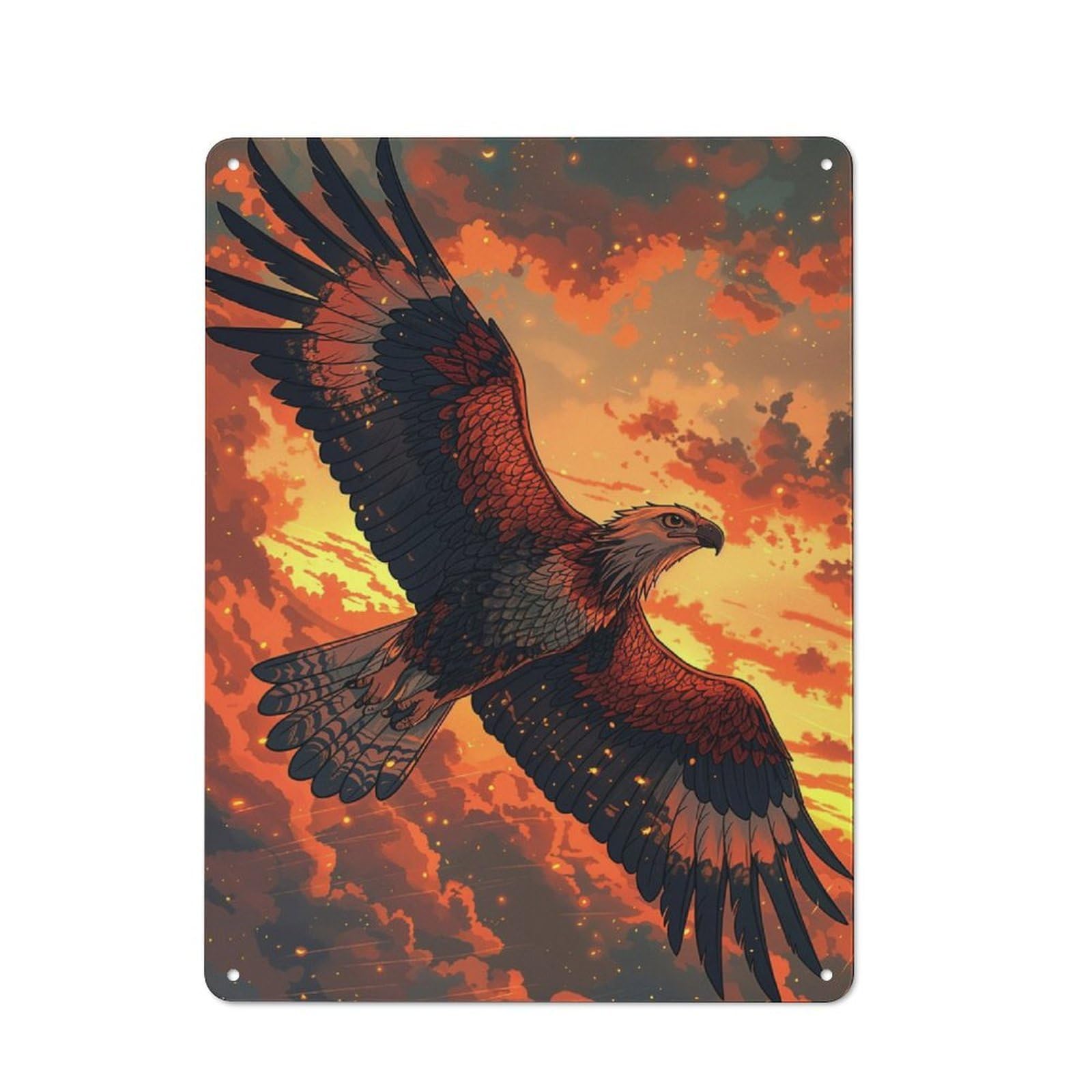 Junmoney Eagle Soaring Sunset Vintage Tin Sign 40X30cm With For Living Room Or Hallway, For Living Room Decor Lovers