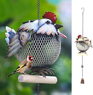 Solar Bird Feeders Squirrel-Proof for Outside,Cute Animal Shaped Birdfeeders,Bird feeder Gifts for Bird Lovers (Rooster Shaped)