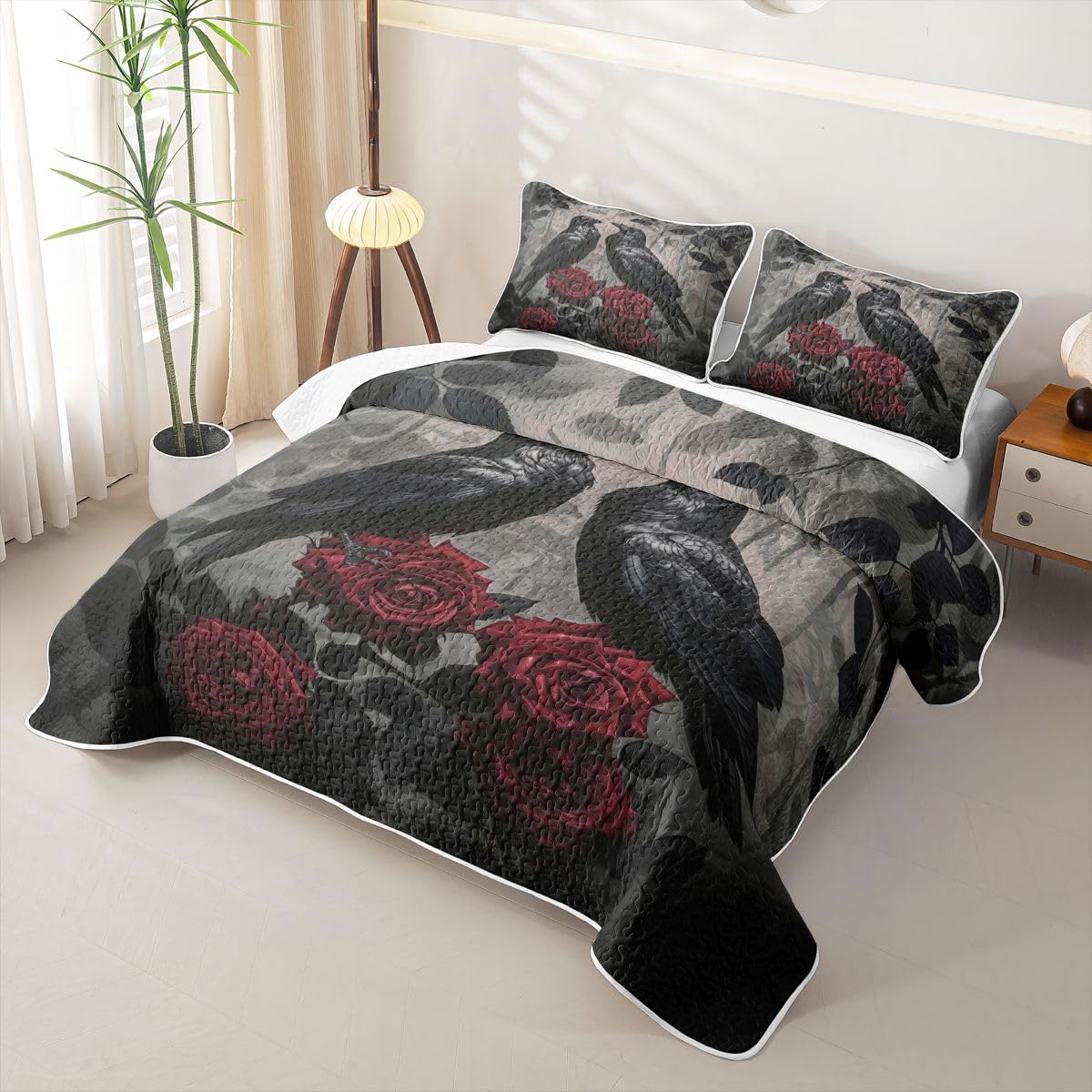 Homewish Set copripiumino matrimoniale coppia corvo 3 pezzi