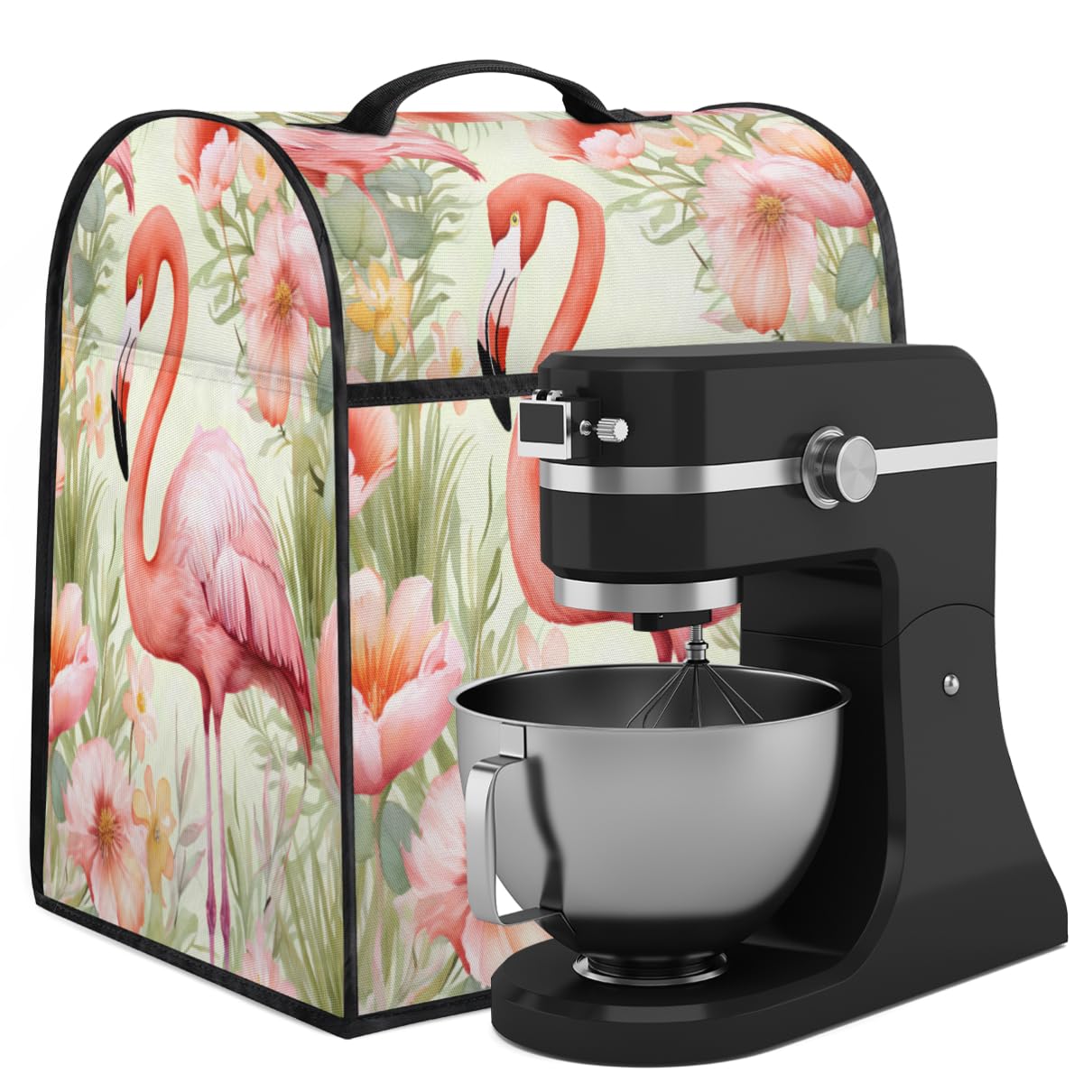 Coffee Maker Cover Watercolor Flower Flamingo Kitchen Appliance Covers Small Appliance Covers Blender Cover Juicer Cover Dust Covers for Kitchen Appliances with Top Handle and Pockets,Washable,B220