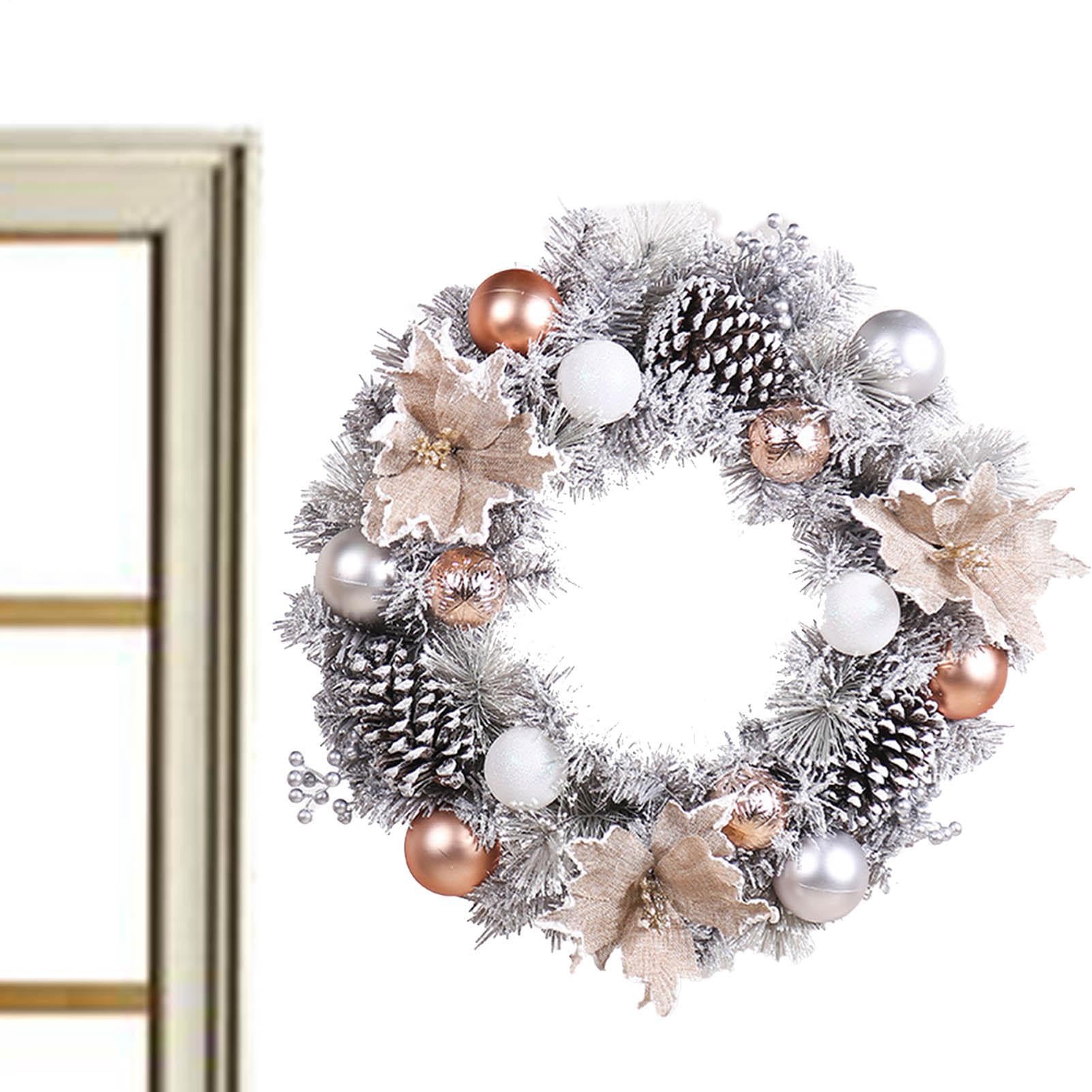 Corona de Puerta de Invierno | 15.75in Guirnaldas navideñas Nevadas Ramas