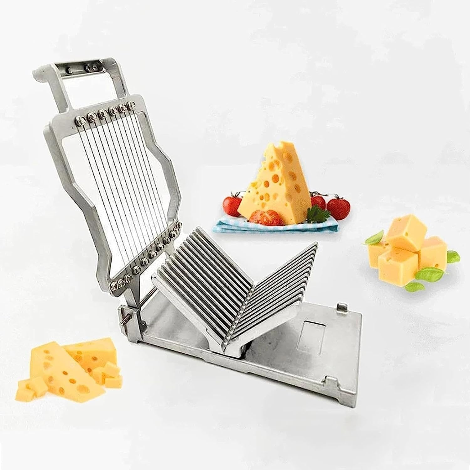 Affettatrice for Formaggio Commerciale con Lame da 1 cm e 2 cm, in Acciaio Inossidabile, for Formaggio, Burro, Toast e Carne