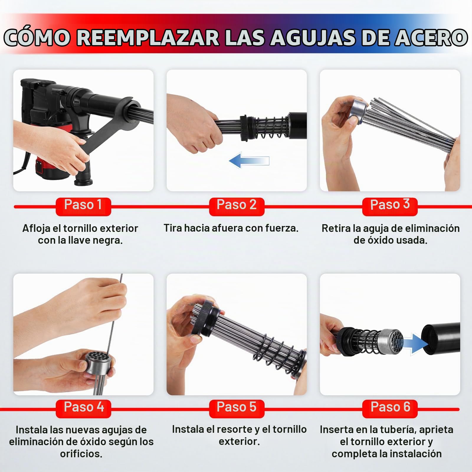 Pistola de Eliminación de Óxido Eléctrica, Limpiador y Removedor de Pintura, Limpiador de Escoria de Soldadura, Adecuado para Metalurgia, Construcción Naval, Cubierta y Otras Industrias 220v