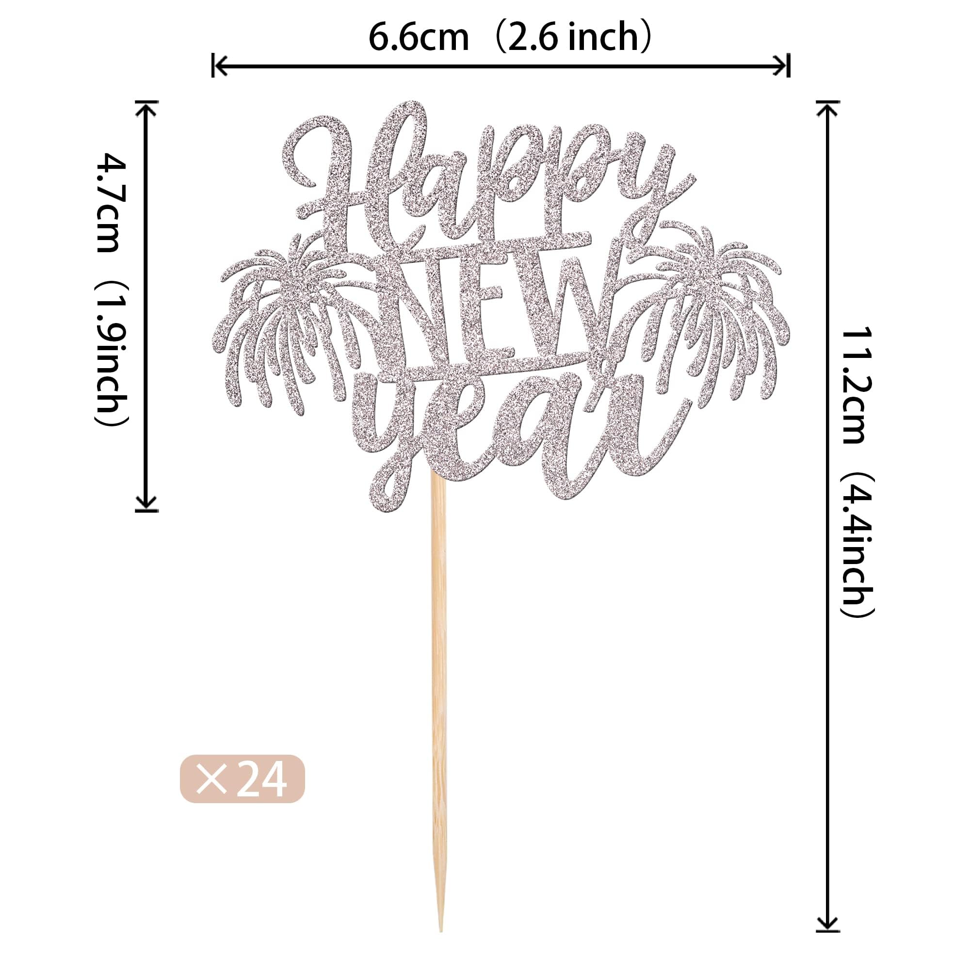 Xsstarmi 24 Pack Happy New Year Cupcake Toppers Silver Fireworks Glitter Welcome to 2026 Cupcake Picks Decoration for 2026 Happy New Year Celebrate Party Cake Decorations Supplies - Image 2