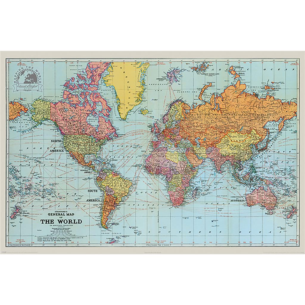 Pyramid International Stanfords General Map Of The World (Colour) Maxi Poster 60cm x 90cm